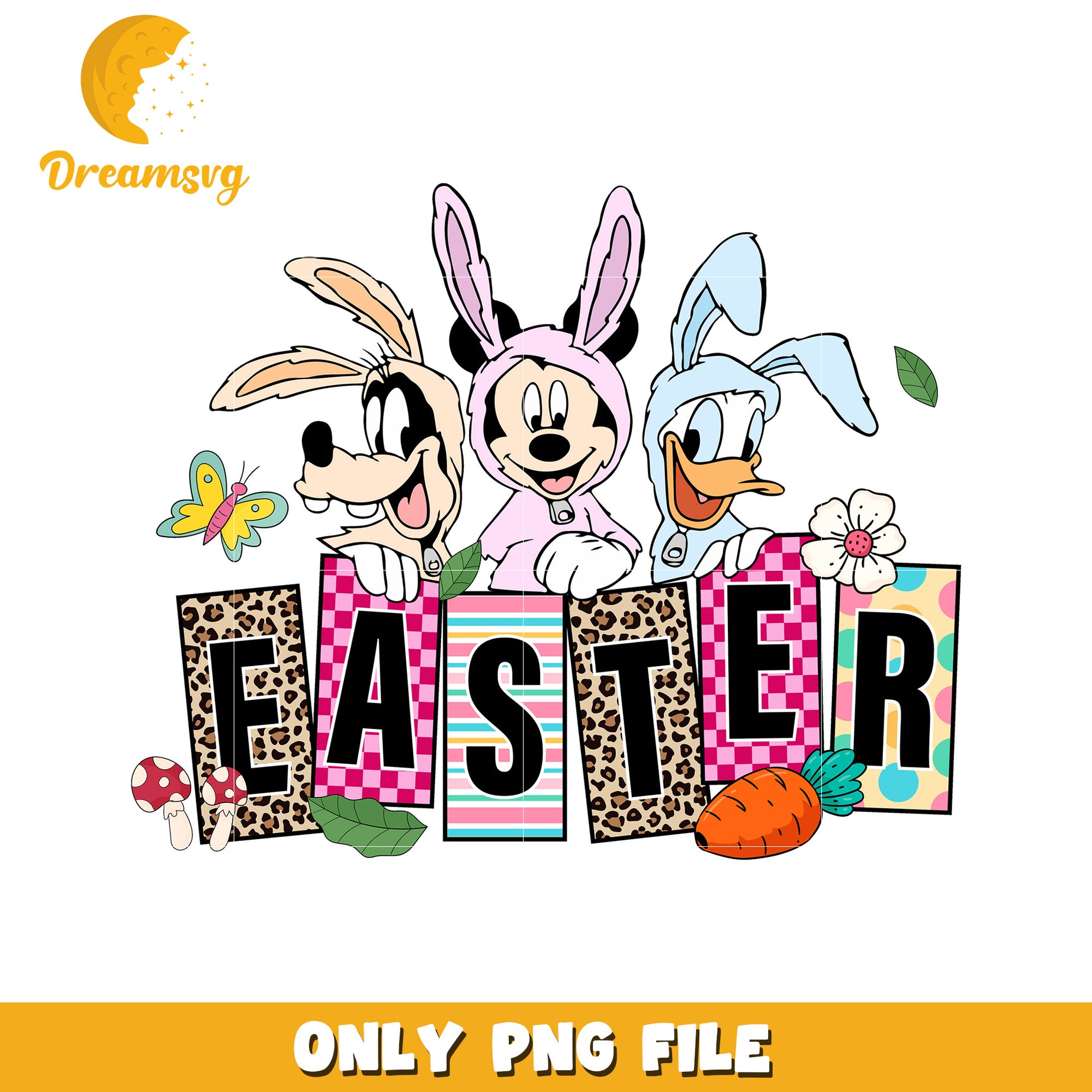 Easter bunny mickey and friends png, easter day png, disney png