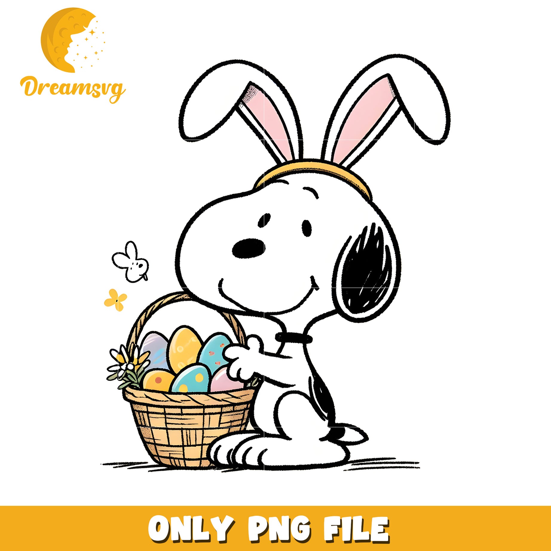Easter bunny snoopy dog png, easter eggs png, cartoon png