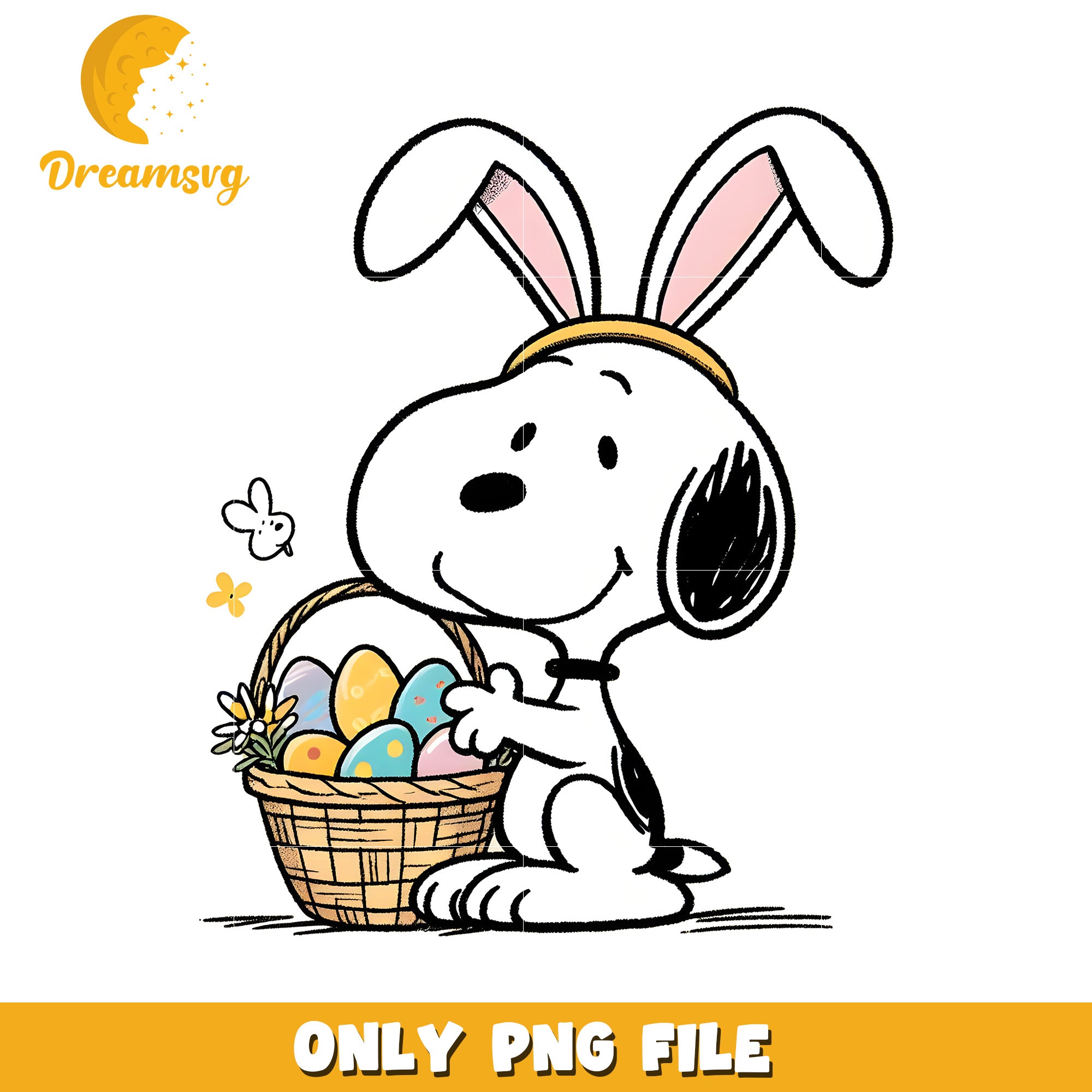 Easter bunny snoopy dog png, easter eggs png, cartoon png