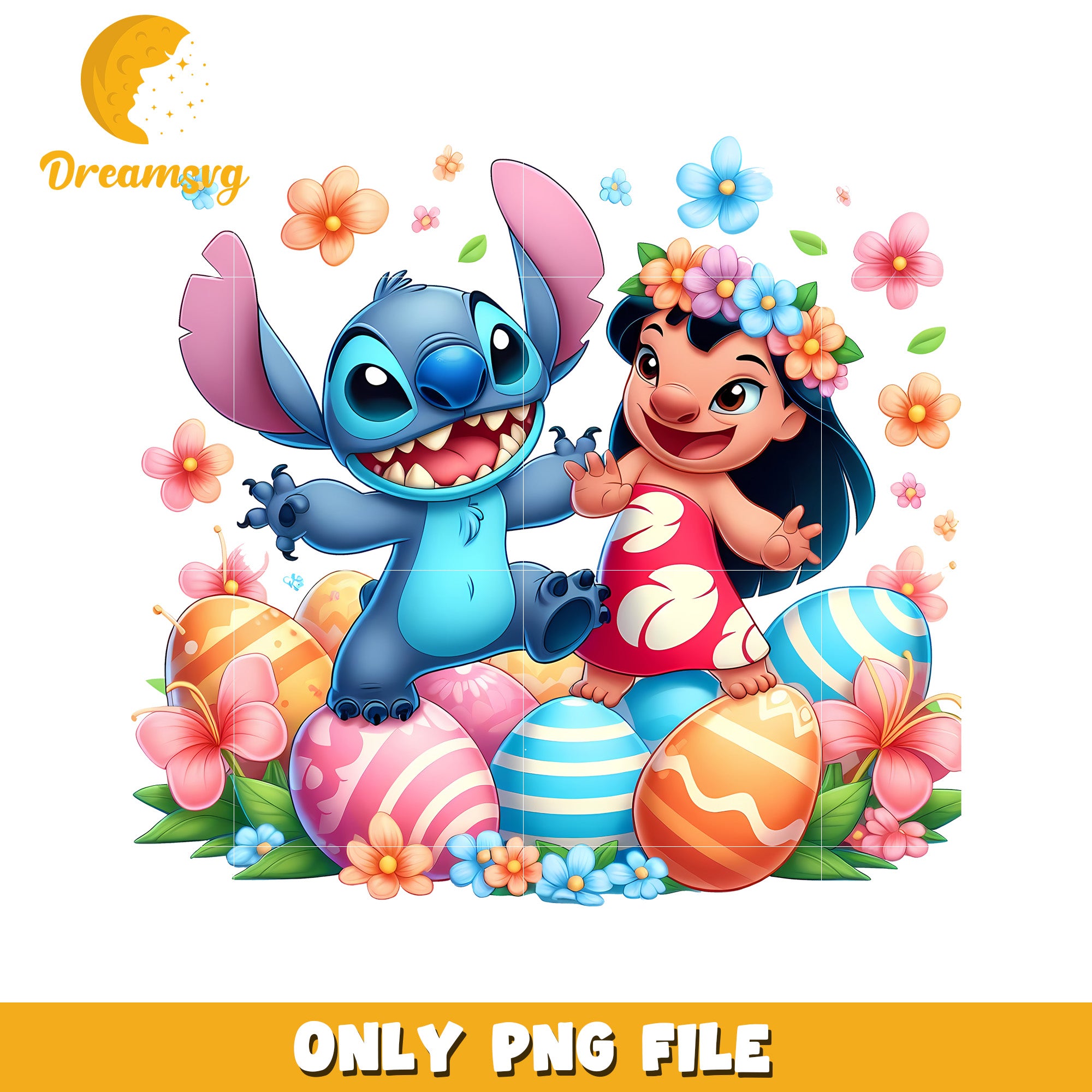 Easter day lilo and stitch png, easter eggs png, cartoon png