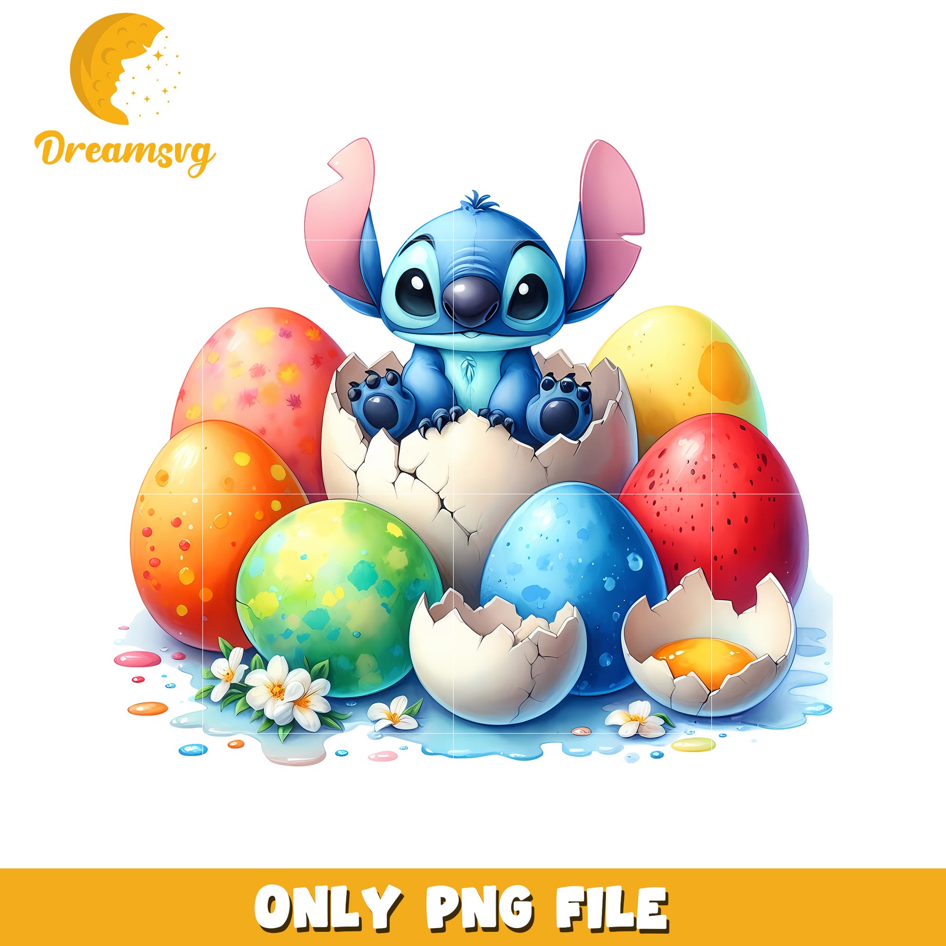 Easter eggs baby stitch character png, easter day png, disney png