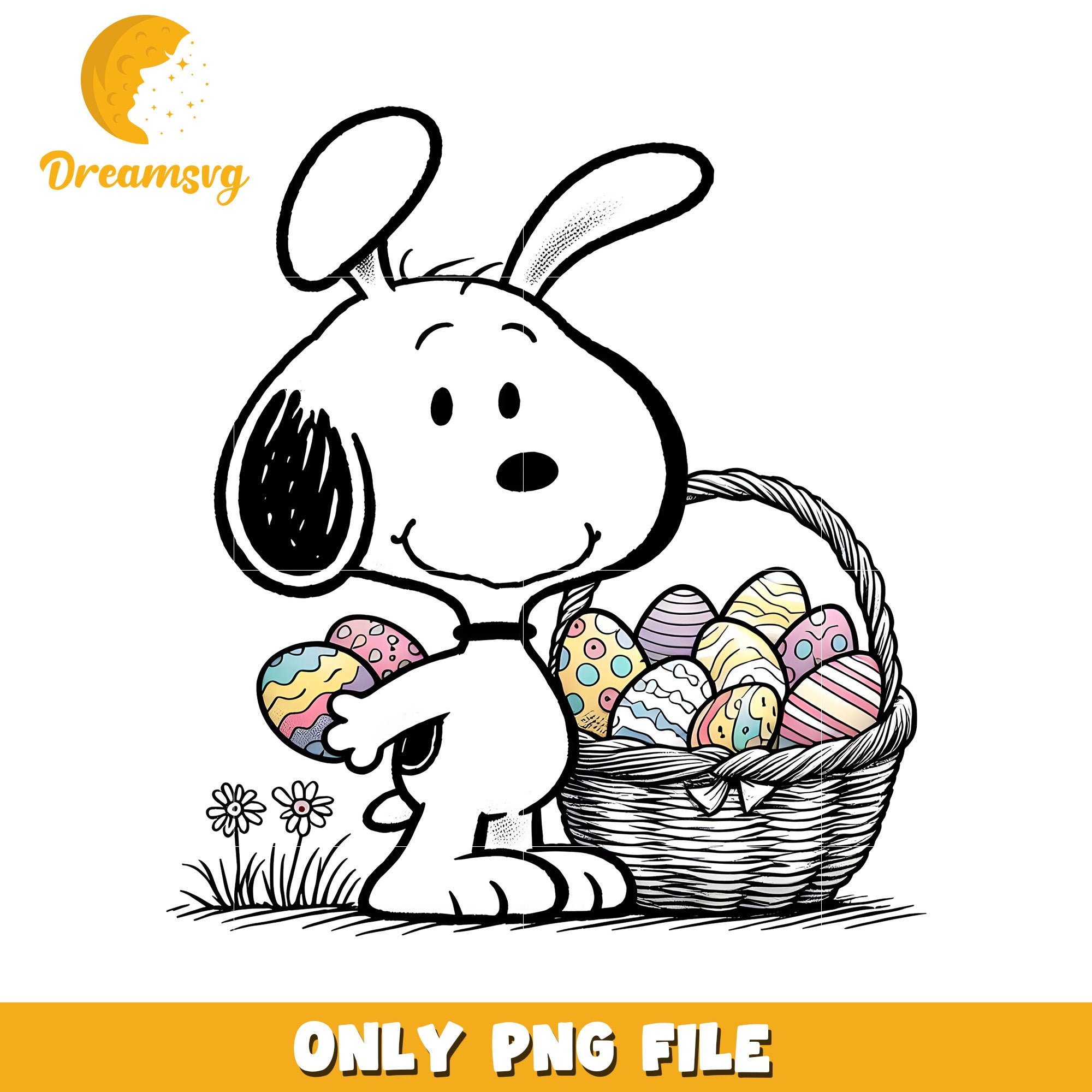 Easter eggs snoopy character png, easter day png, snoopy dog png