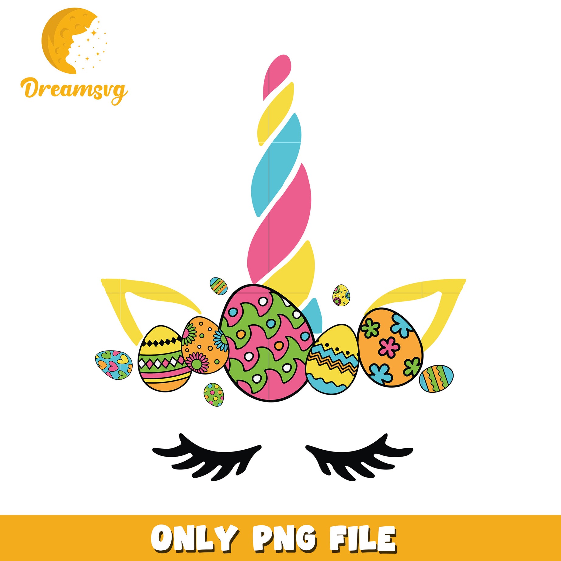 Easter unicorn face png, easter day eggs png, unicorn png
