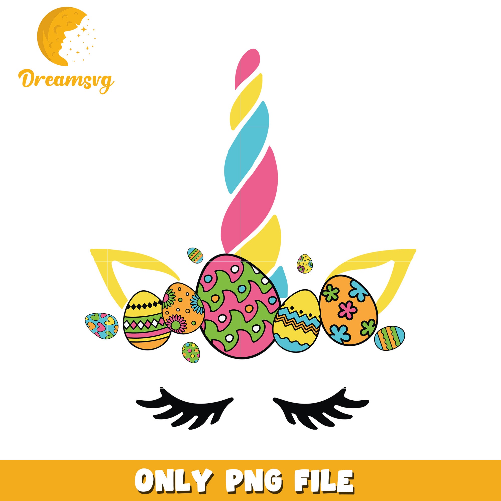 Easter unicorn face png, easter day eggs png, unicorn png