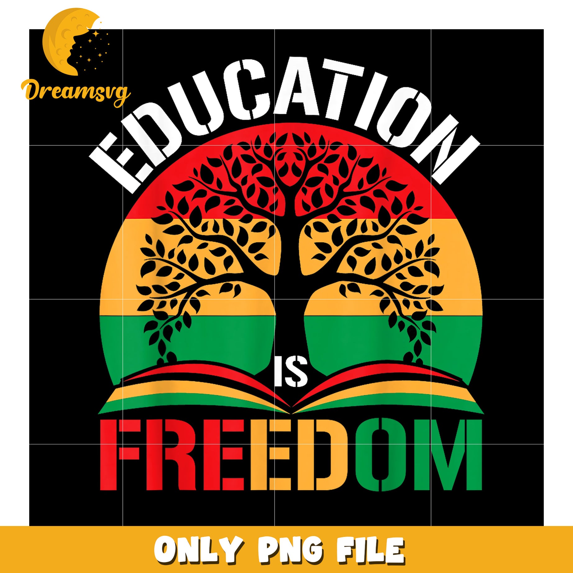 Education is Freedom Inspirational Tree PNG Art Design