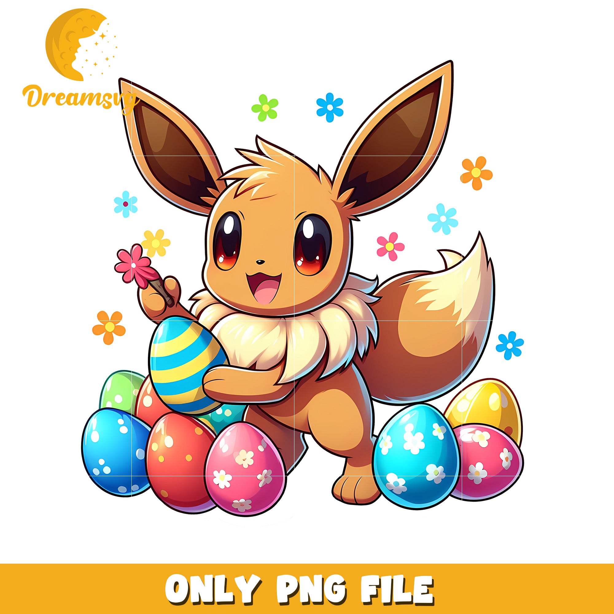 Eevee pokemon character easter day png, easter eggs png, pokemon png