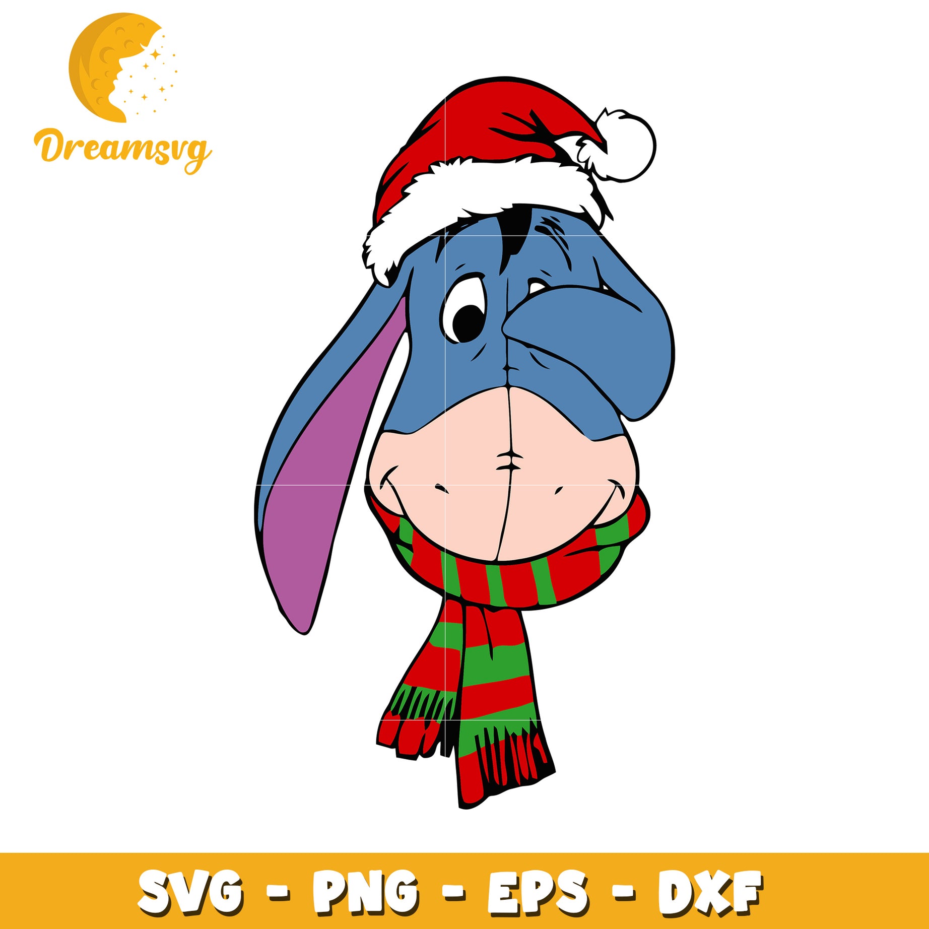 Eeyore Christmas SVG PNG EPS DXF Cut File