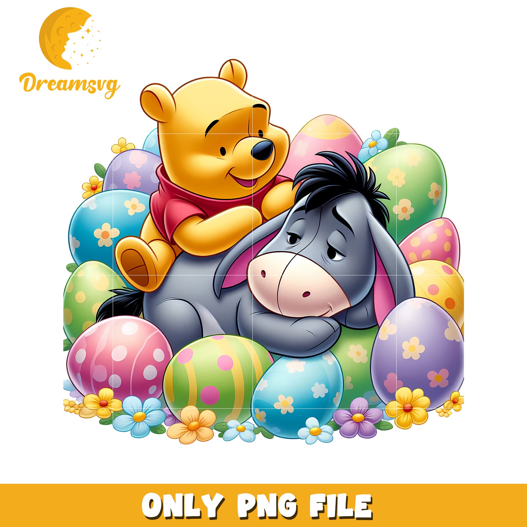 Eeyore and pooh easter eggs png, easter eggs png, disney png