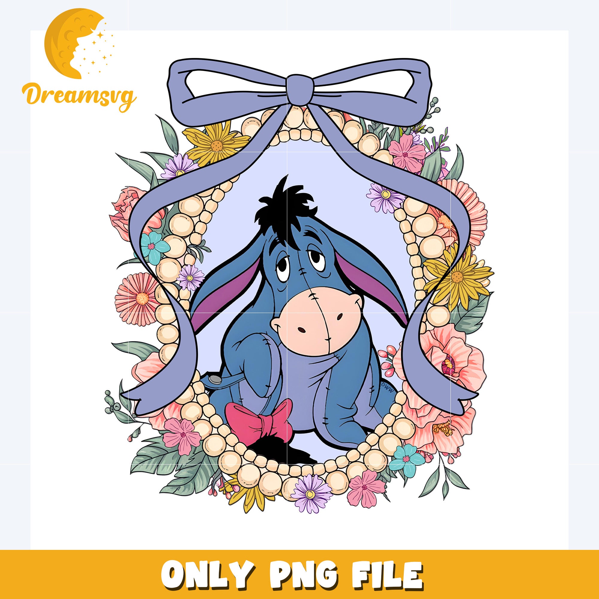Eeyore picture frame design png, disney plus png, disney world png