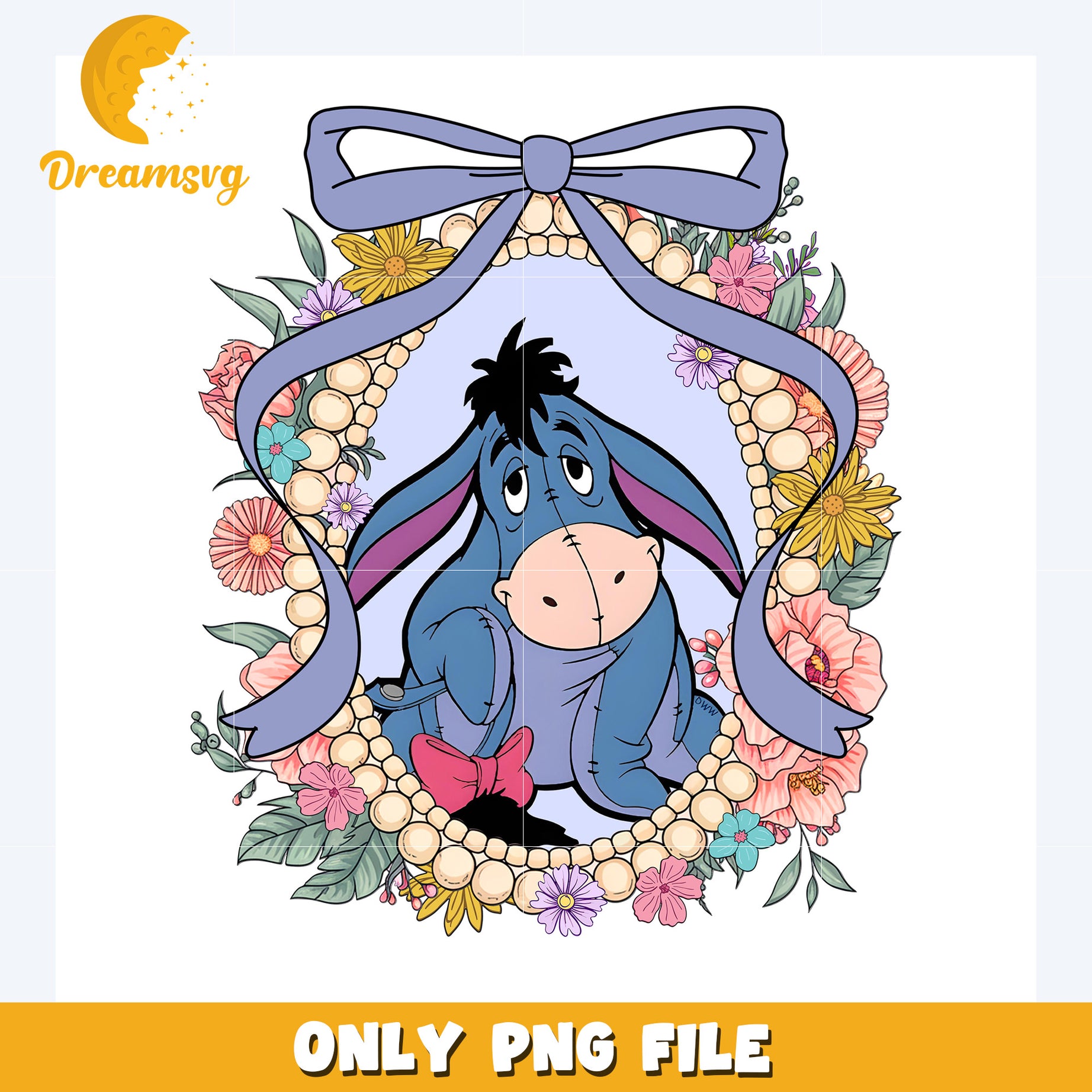 Eeyore picture frame design png, disney plus png, disney world png