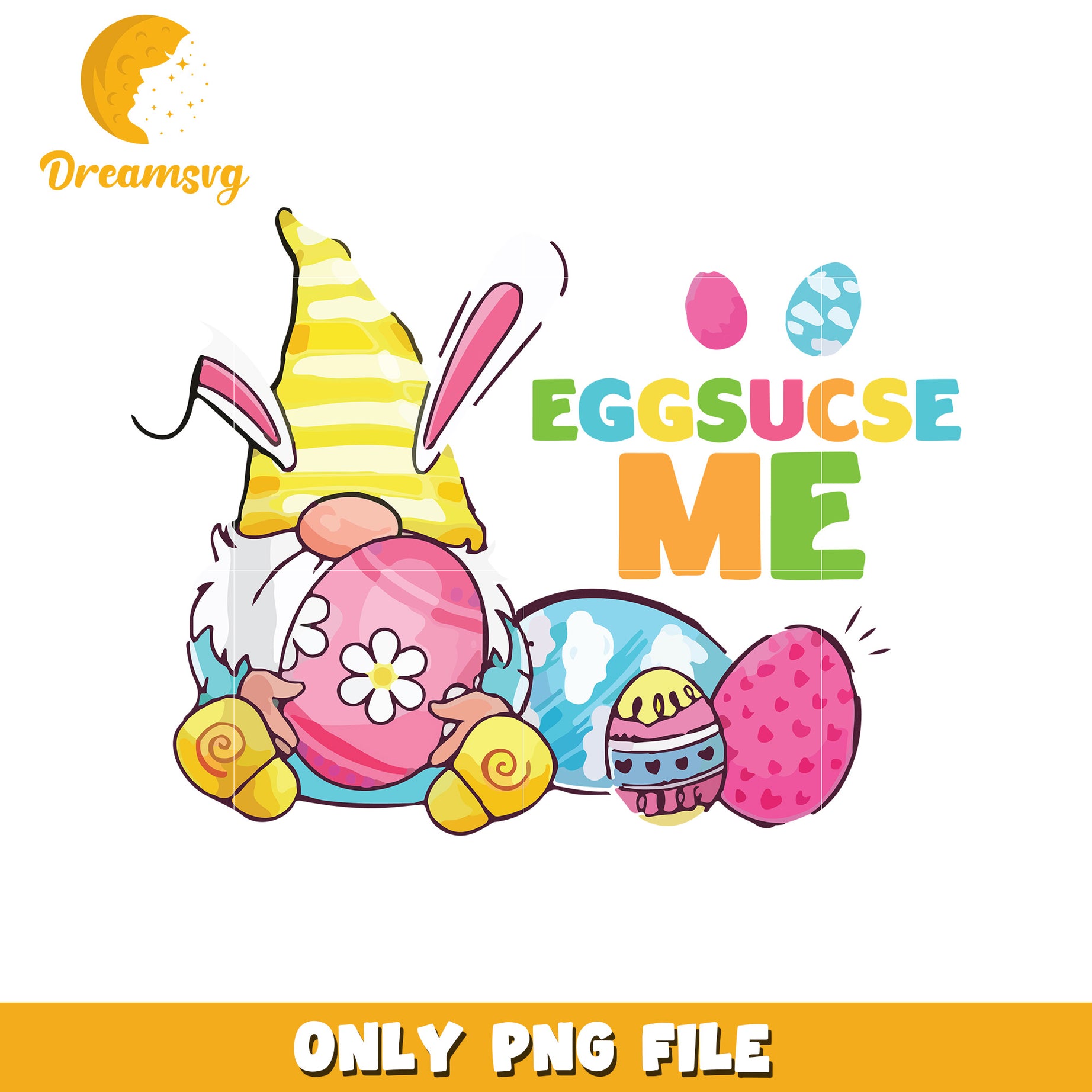 Eggsucse me vintage gnome png, easter eggs png, gnome png
