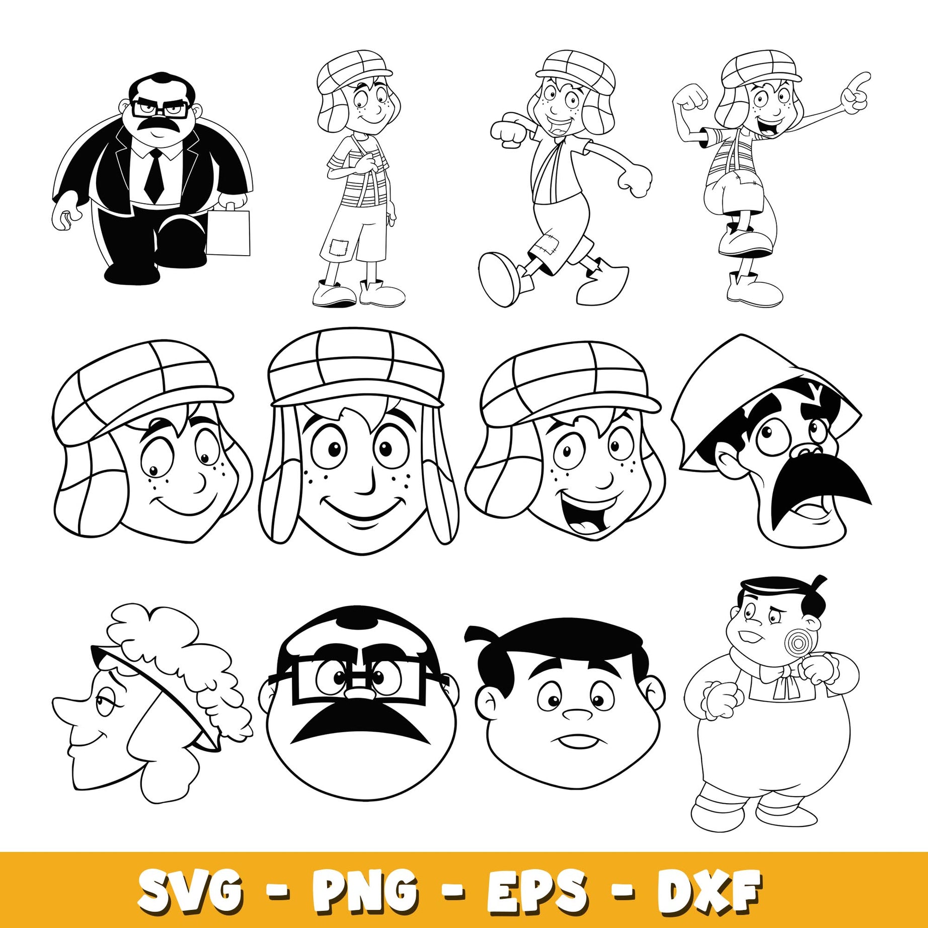 El Chavo Animado coloring svg, El Chavo bundle svg, cartoon svg  