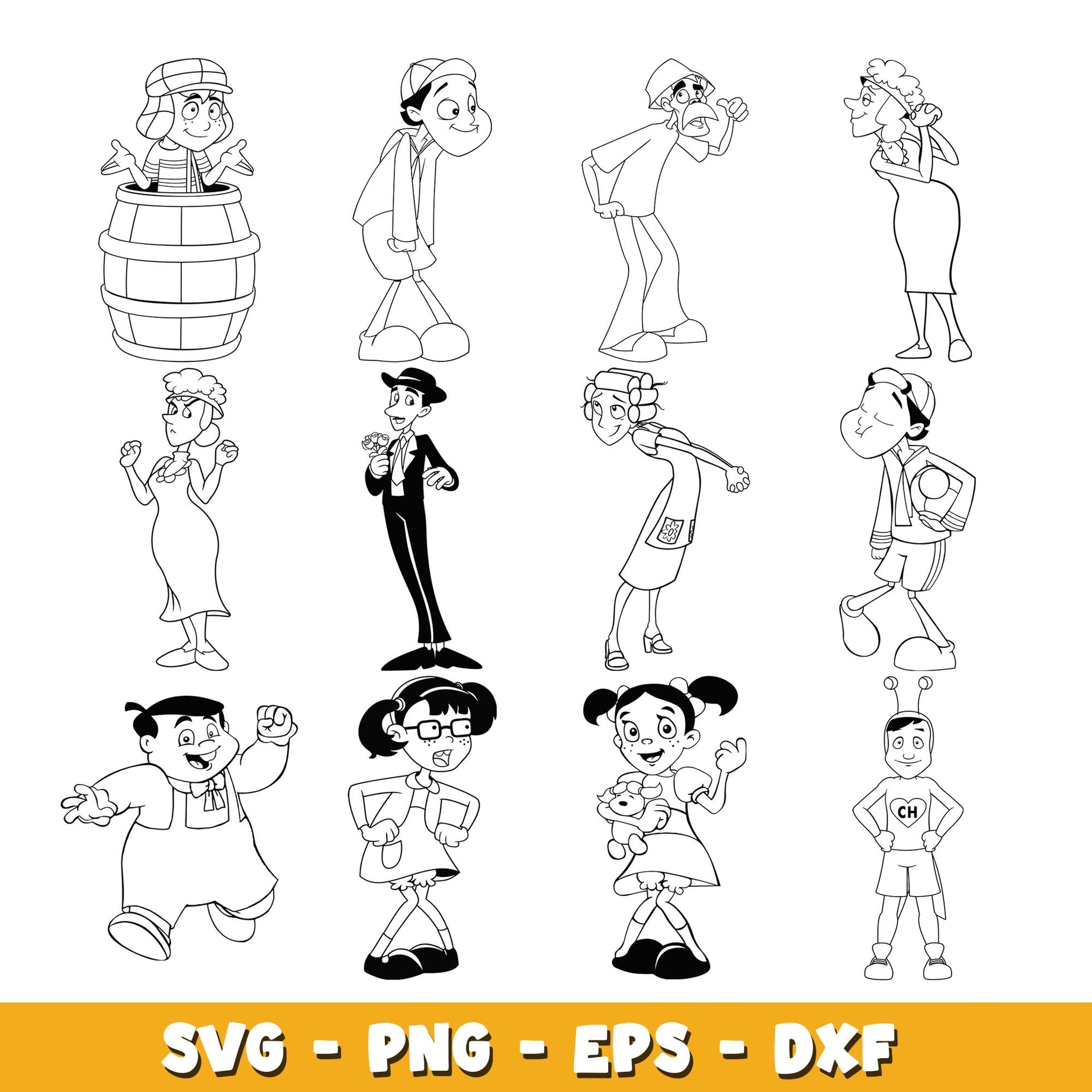 El Chavo Animado coloring svg, El Chavo bundle svg, cartoon svg 