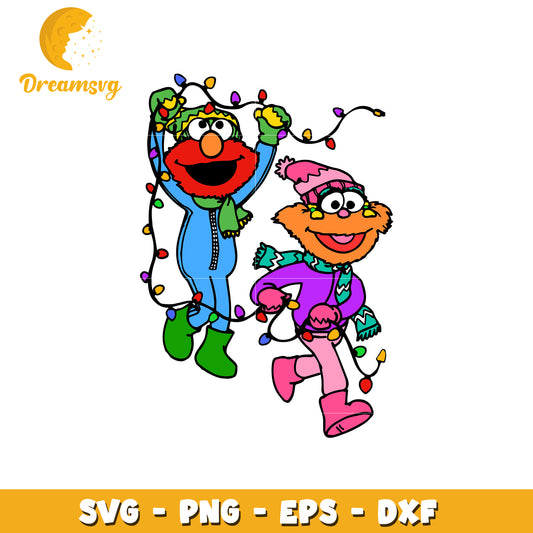 Elmo Cookie Monster Christmas SVG PNG EPS DXF
