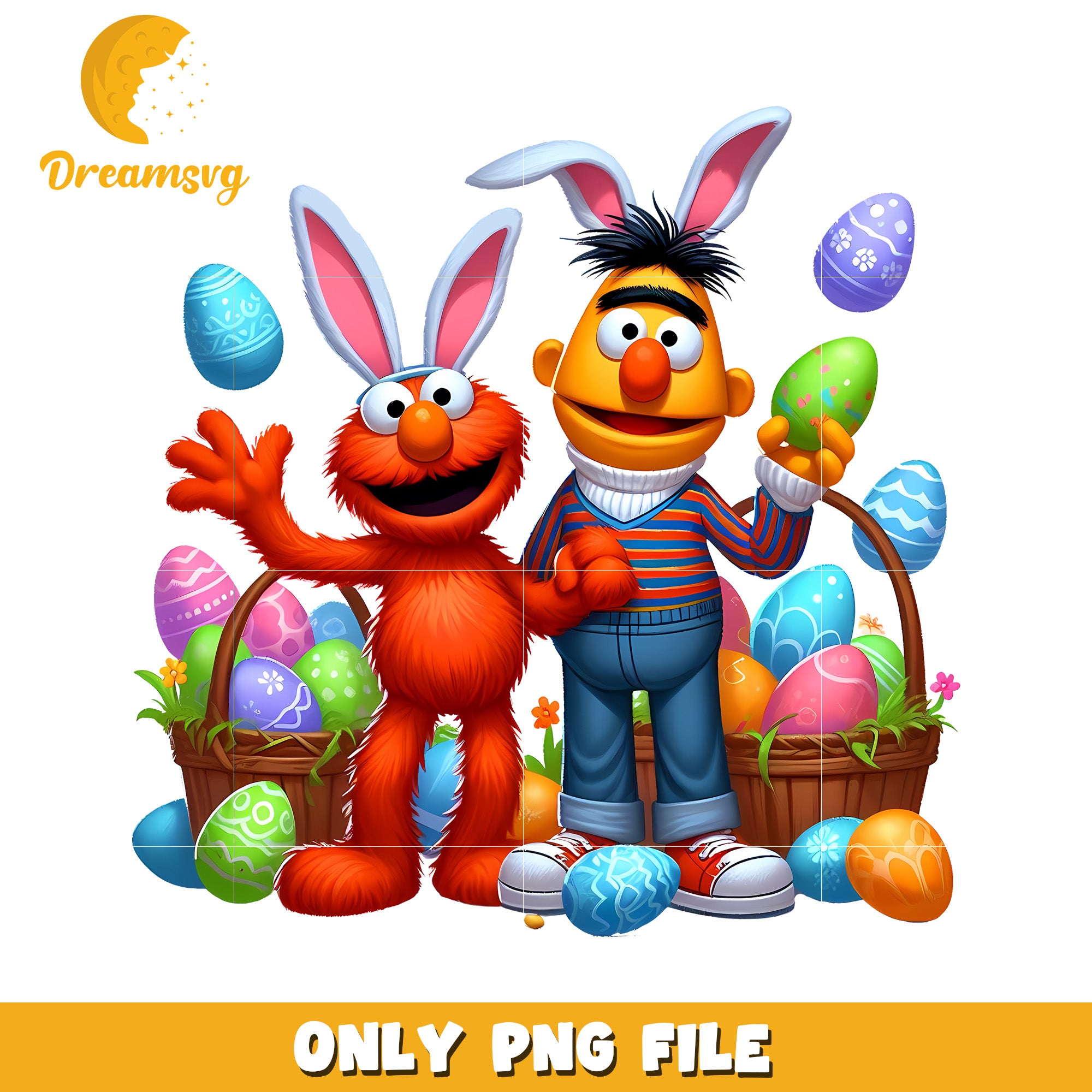 Elmo and bert bunny ear easter day png, sesame street png, easter png