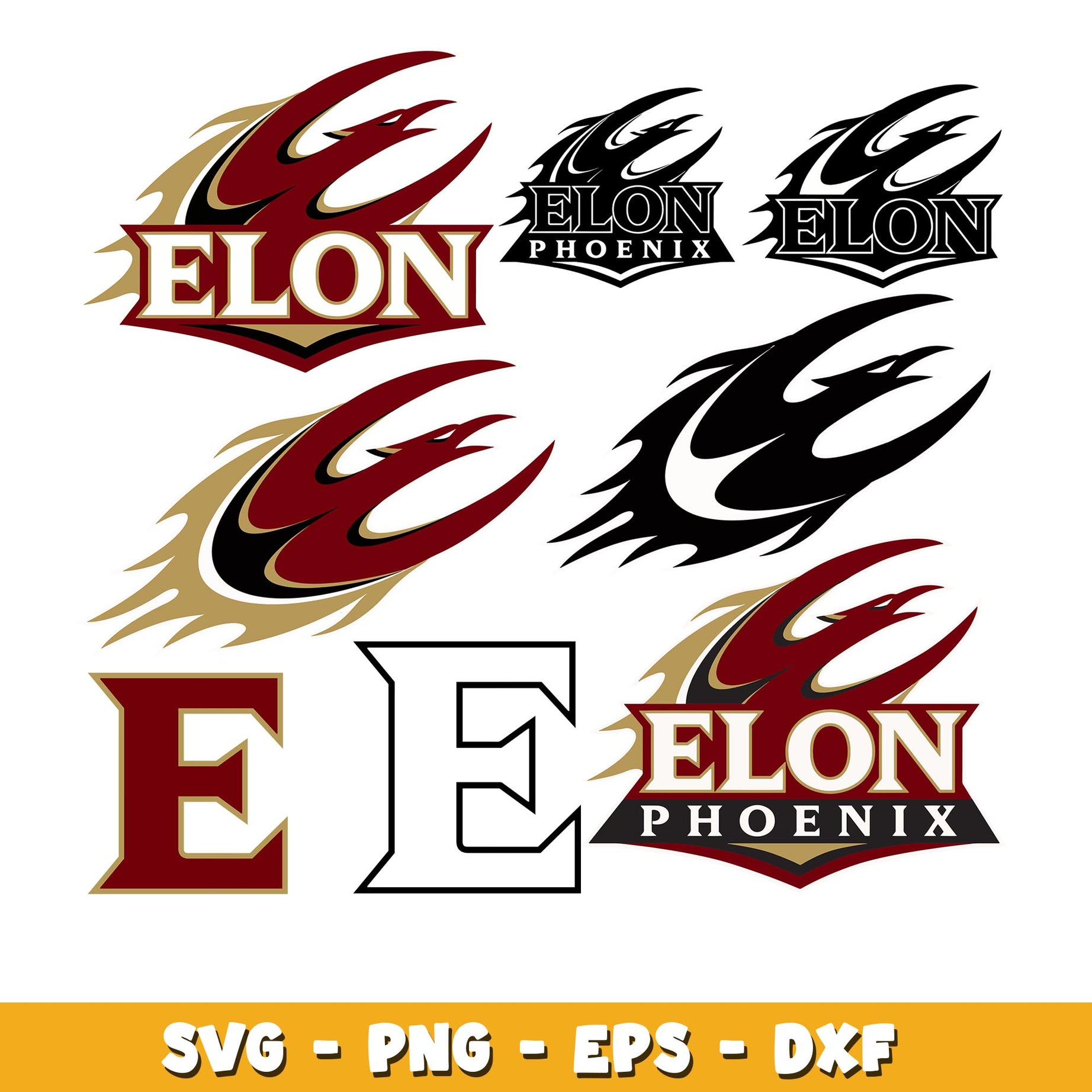 Elon Phoenix Bundle svg, Elon Phoenix logo svg, ncaa svg  