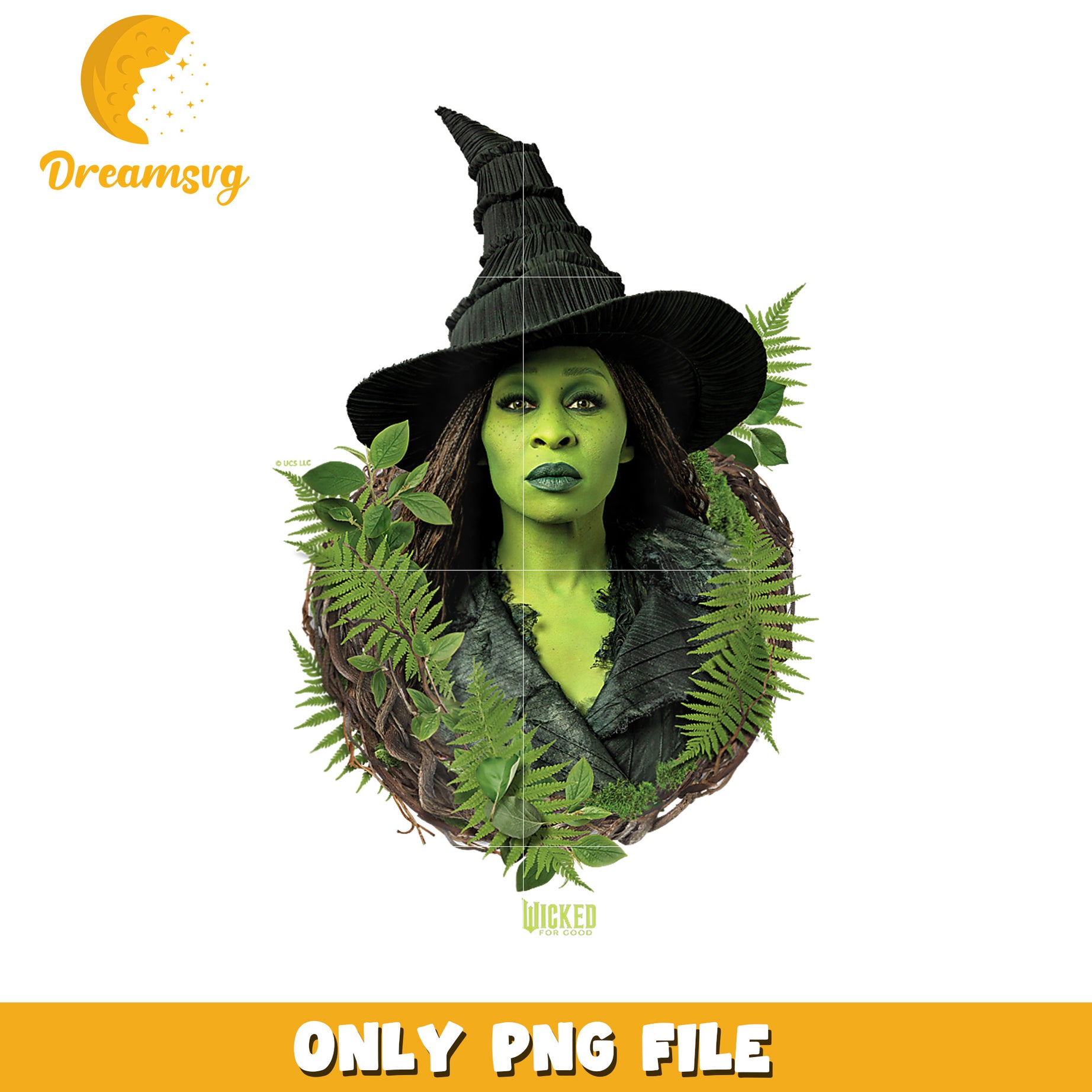 Elphaba Bold Portrait & Greenery png, wicked​ 2 png, wicked​ characters​ png