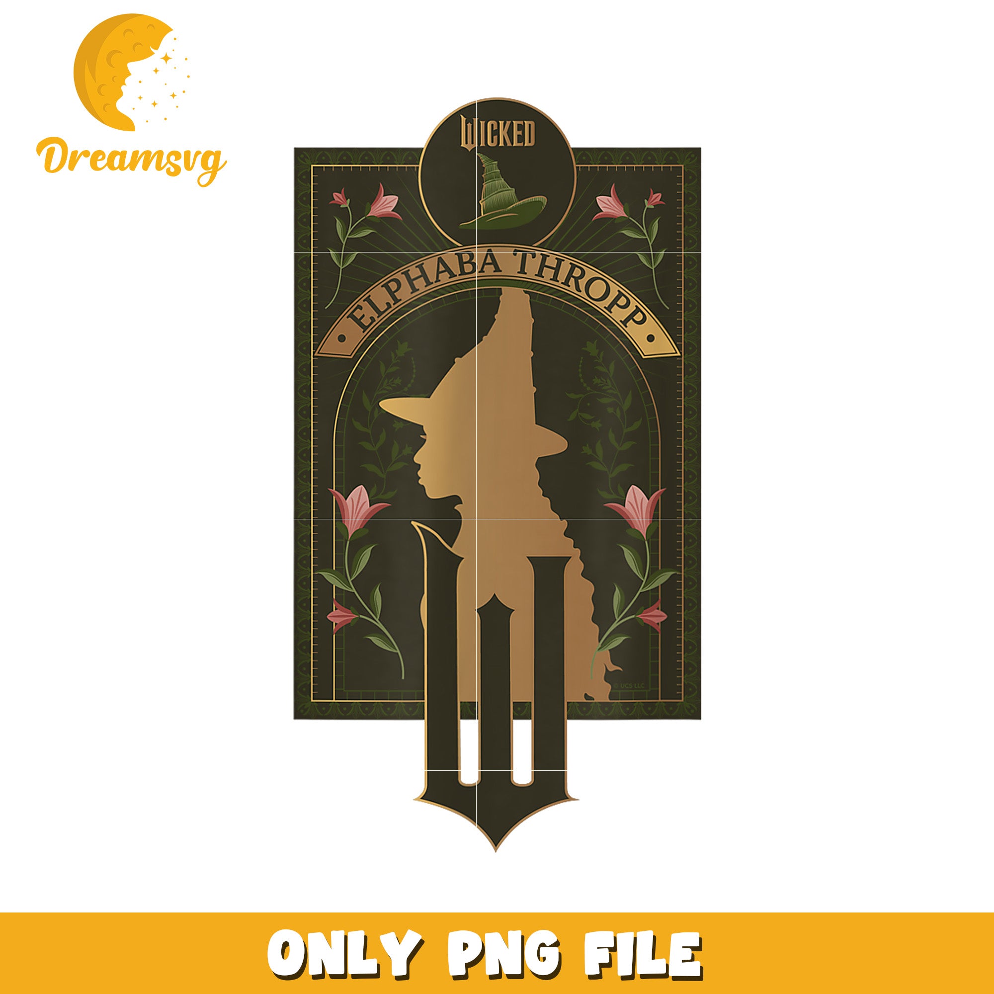Elphaba Thropp Floral Silhouette png, witch elphaba png, wicked musical  png