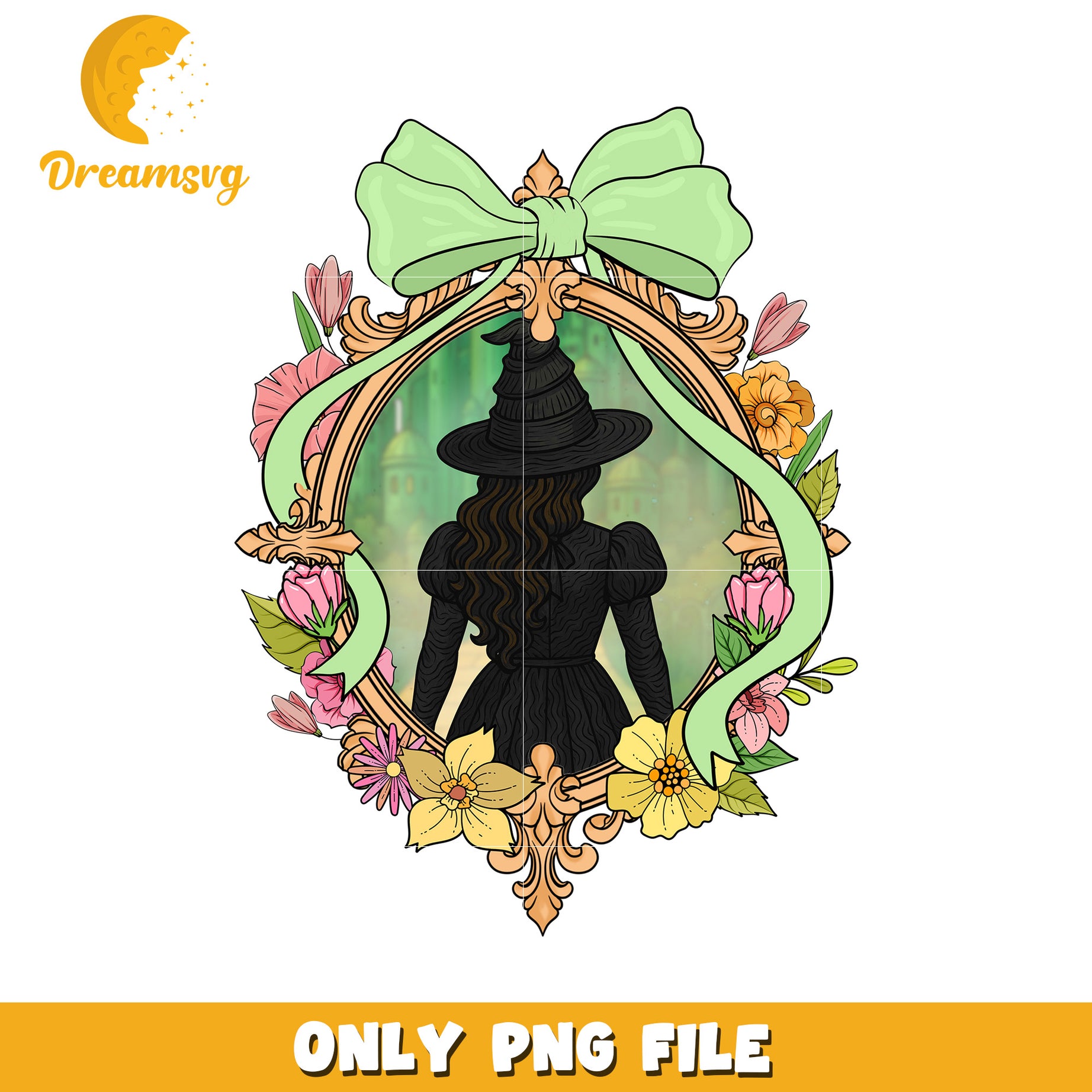 Elphaba Wicked Mirror png, witchcore png, wicked vibes png