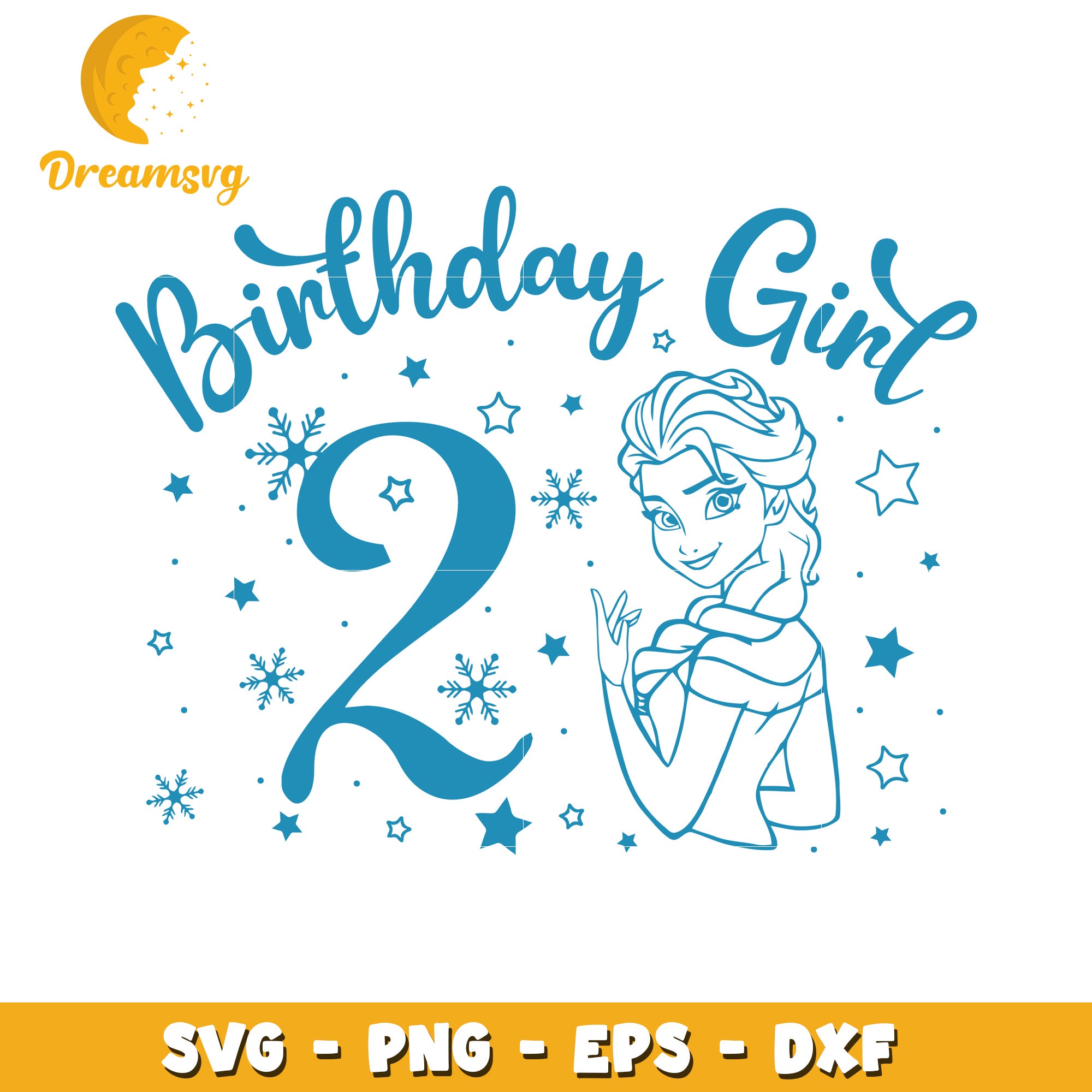 Elsa 2nd Birthday SVG PNG EPS DXF
