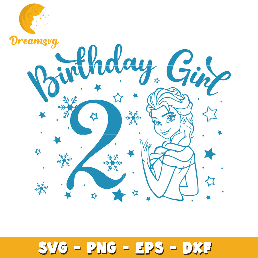 Elsa 2nd Birthday SVG PNG EPS DXF