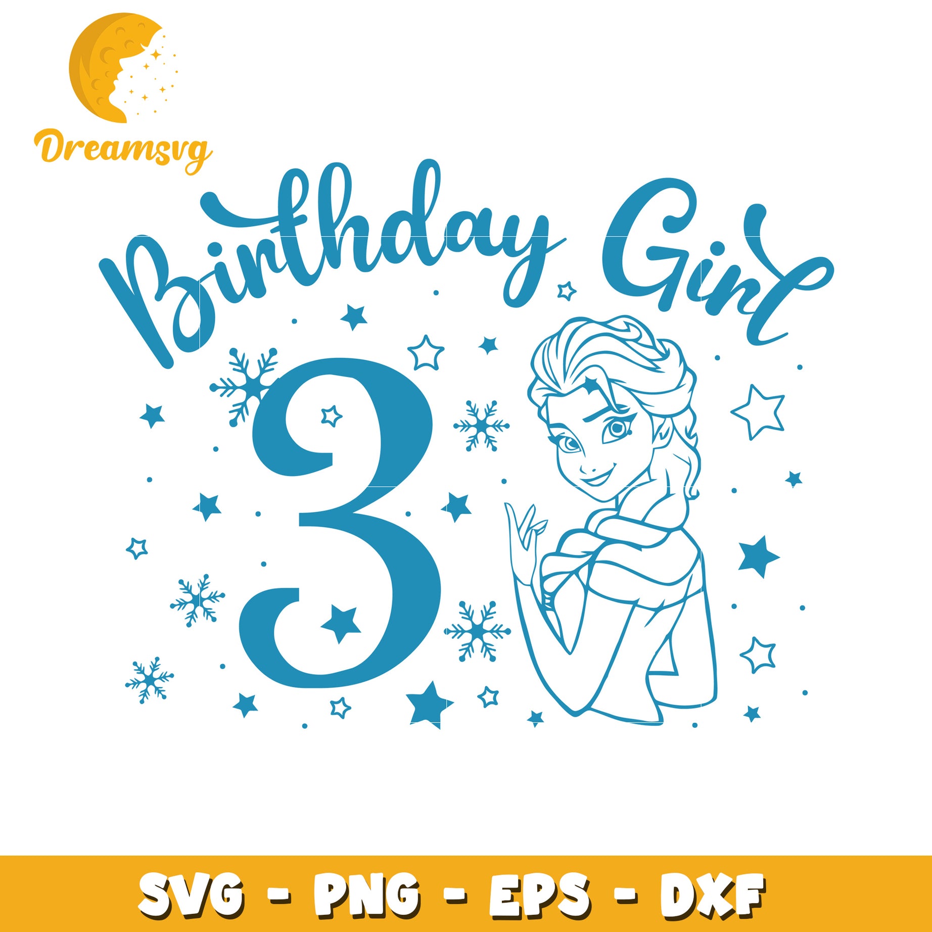 Elsa 3rd Birthday SVG PNG EPS DXF