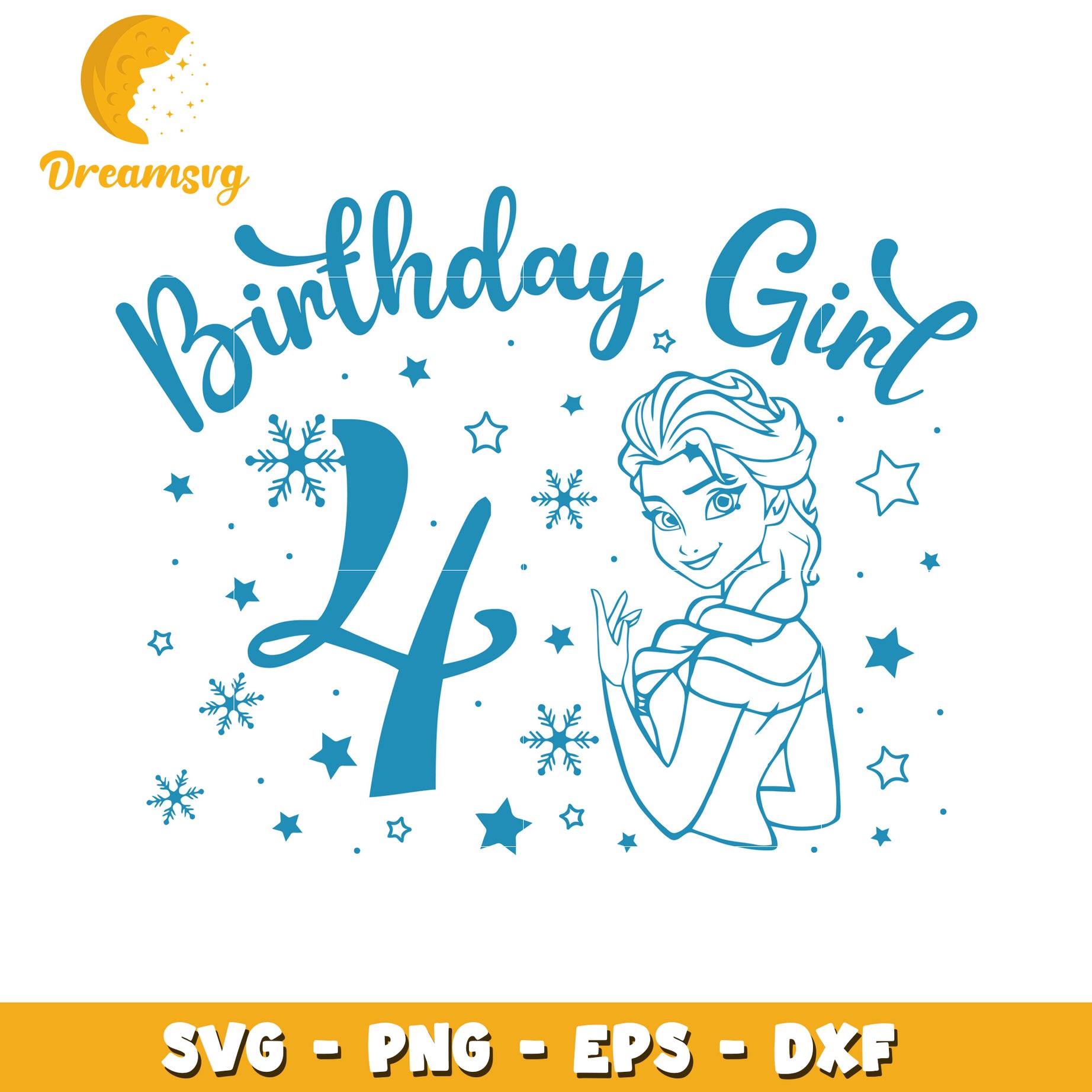 Elsa 4th Birthday SVG Cut File