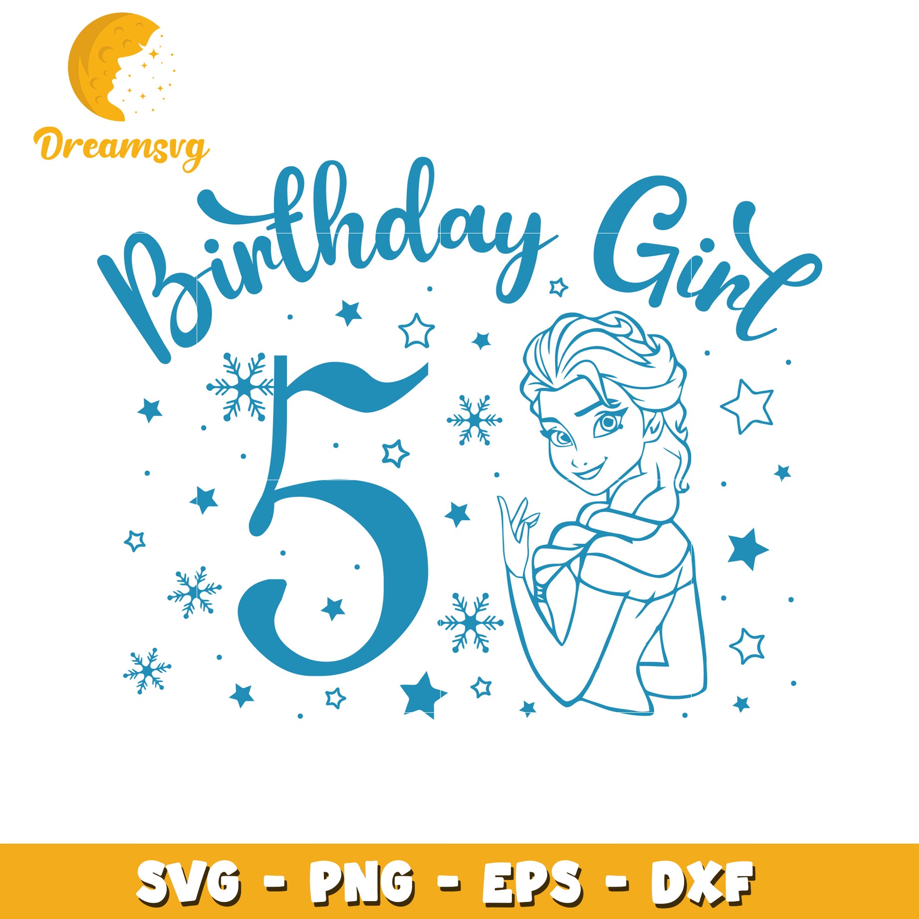 Elsa 5th Birthday SVG Cut File