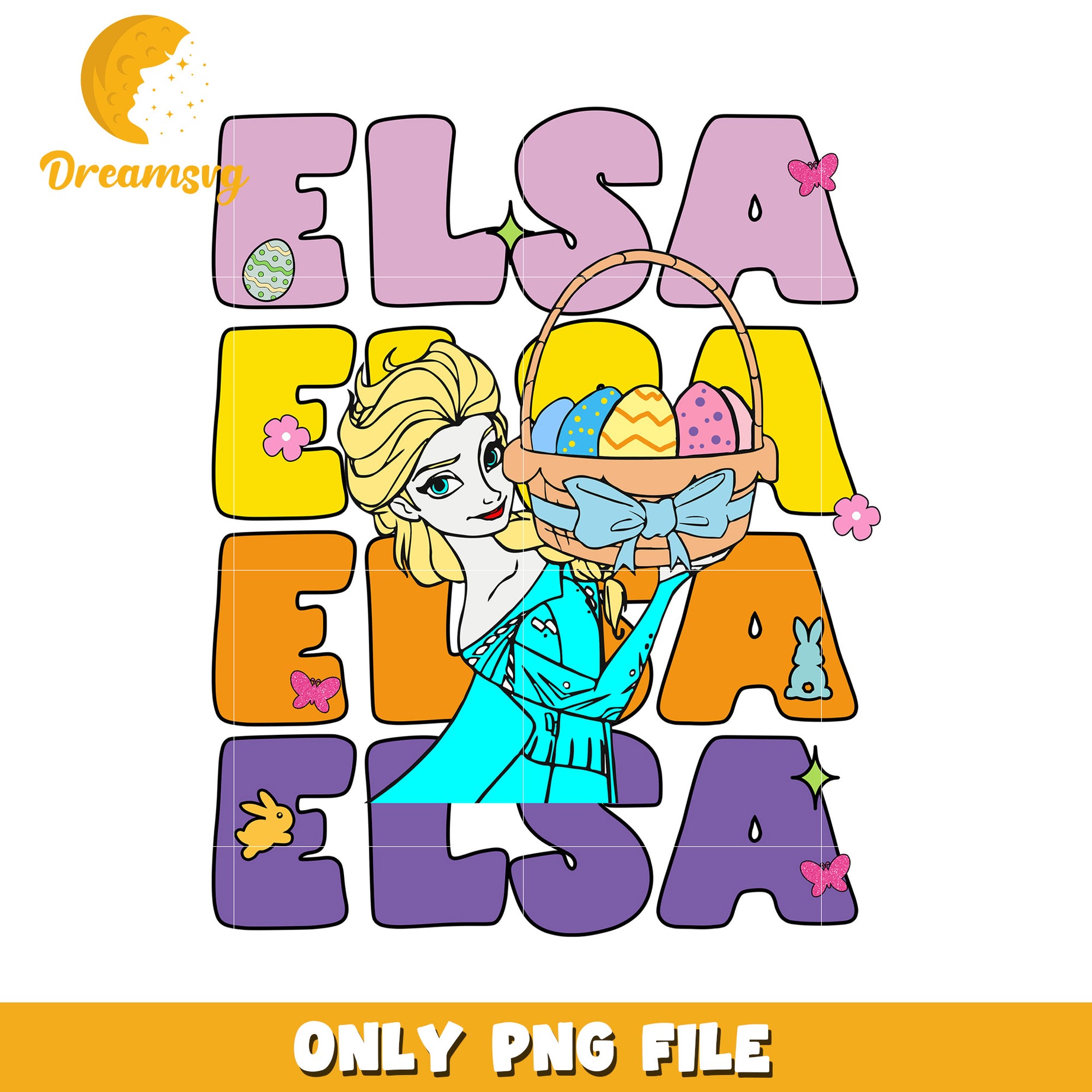 Elsa Easter Eggs PNG Sublimation Design