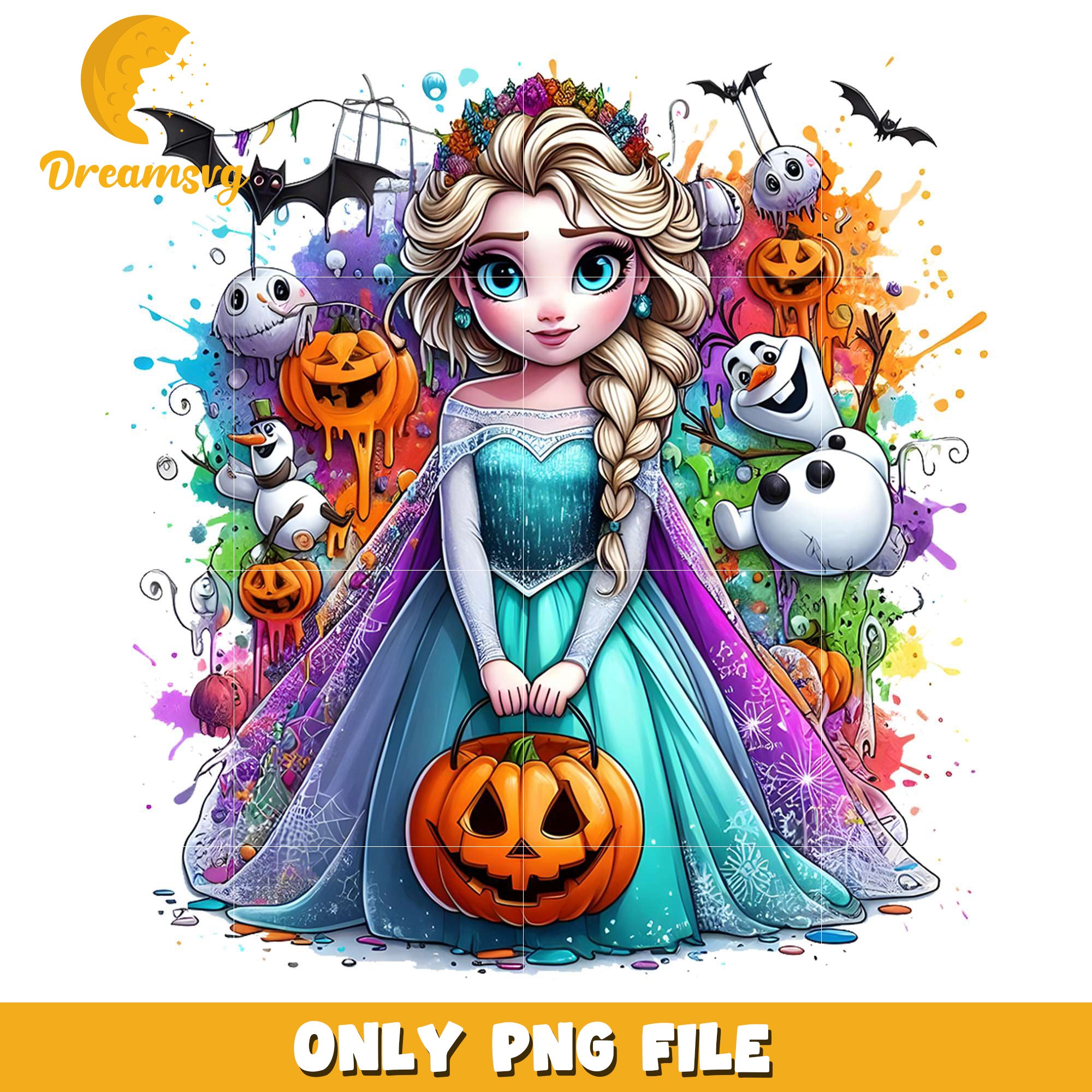 Elsa chibi spooky png, halloween​​​​ decor png, halloween wallpaper​ png