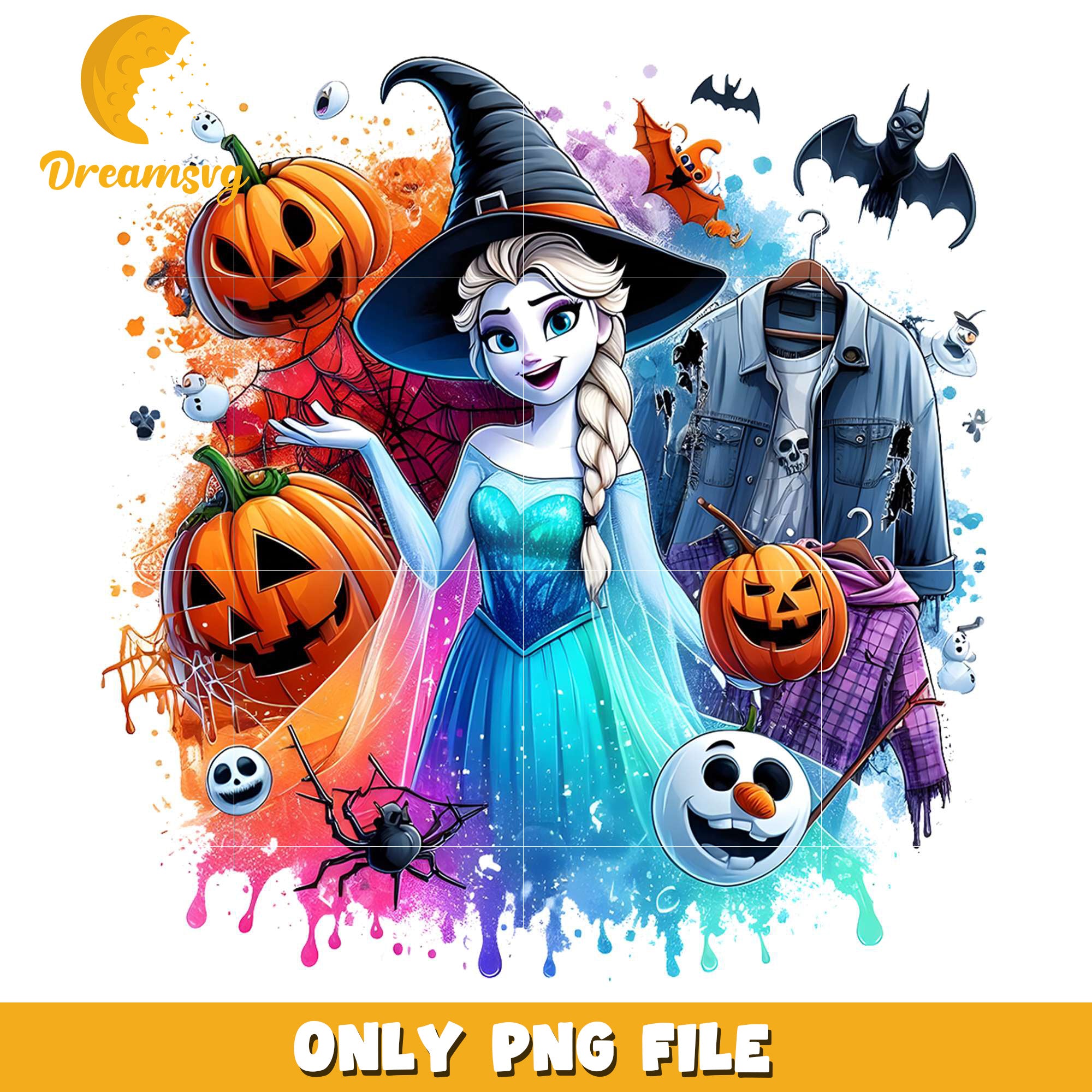 Elsa halloween design png, halloween​​​​ toys png, cartoon characters png