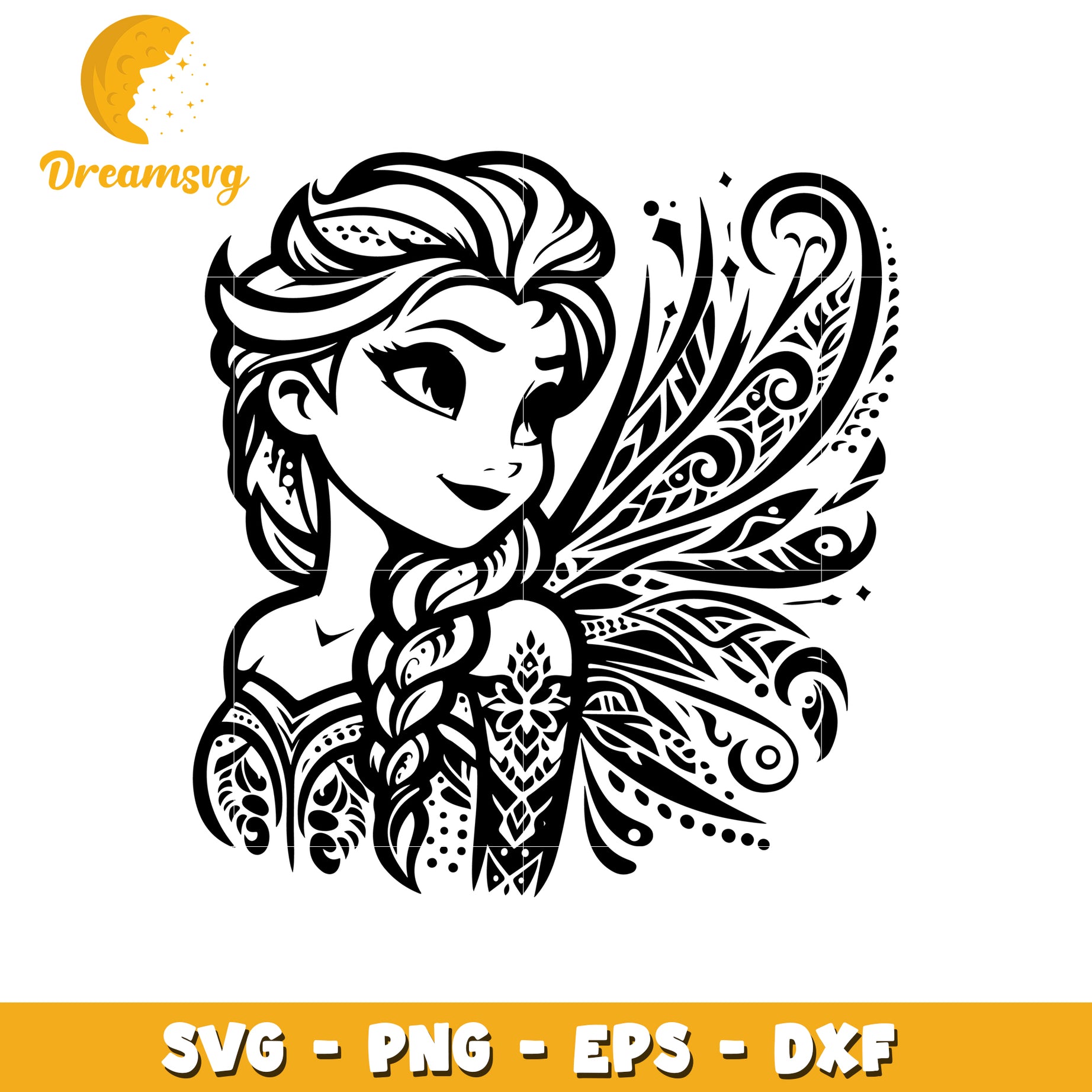 Elsa queen fairy wing outline svg, elsa svg, disney svg