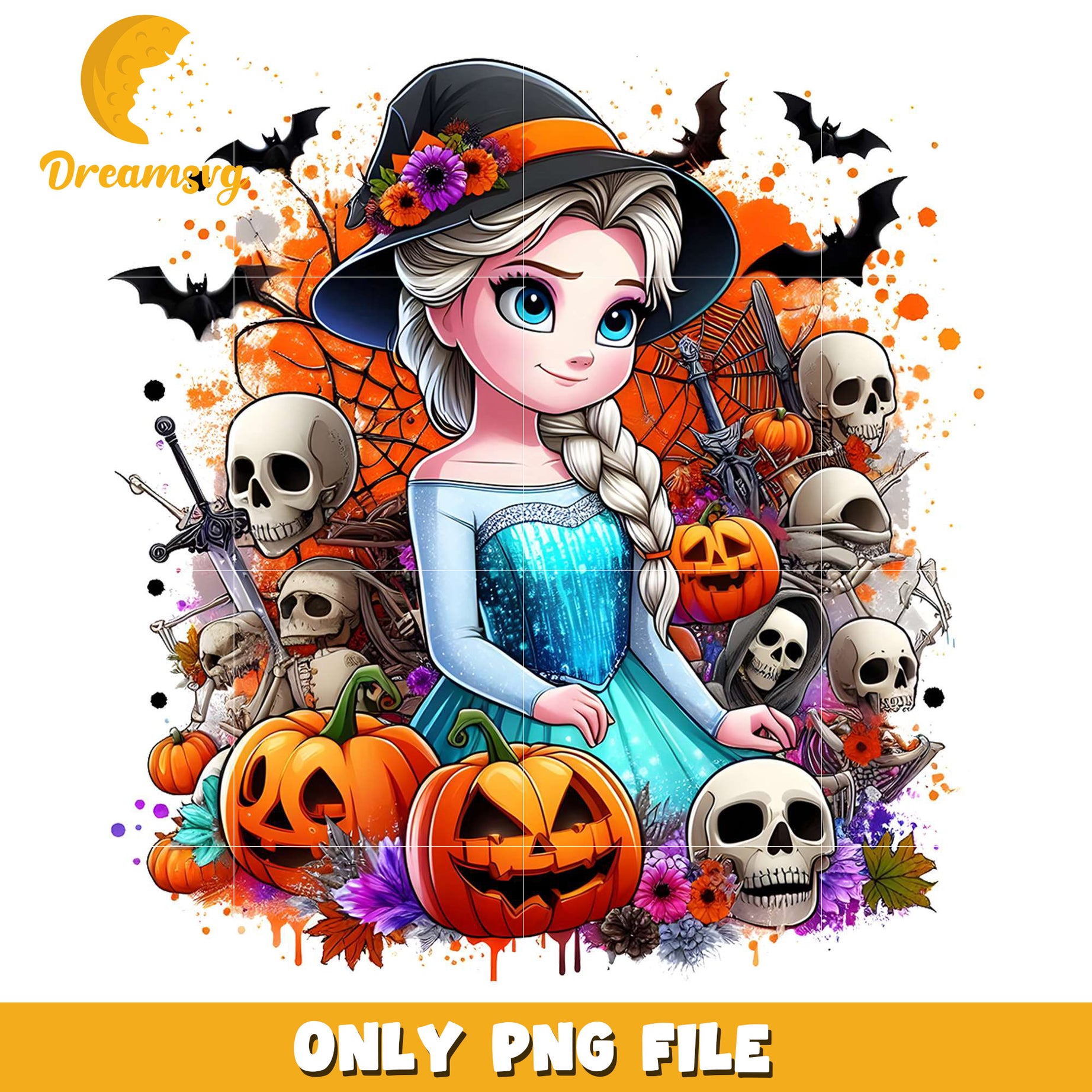 Elsa witch spooky png, halloween​​​​ decor png, halloween wallpaper​ png