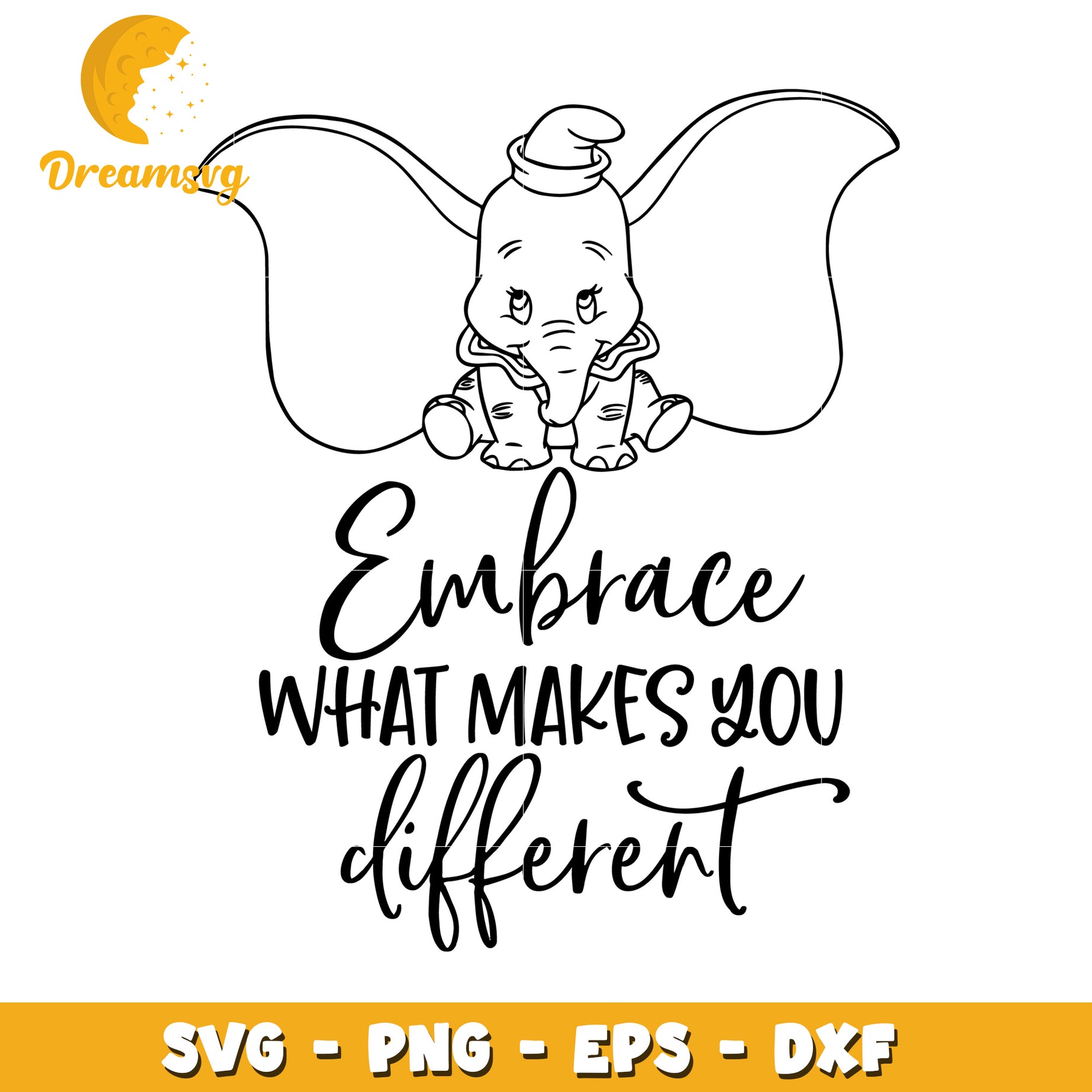 Embrace What Makes You Different Dumbo Elephant SVG Design