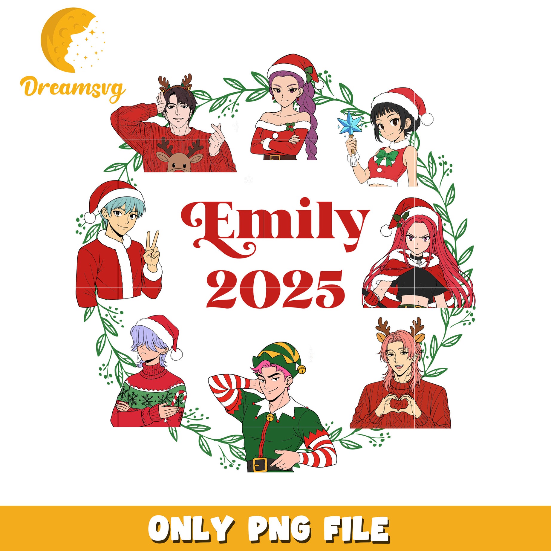 Emily christmas 2025 png, korean cartoon png, christmas sweater​ png