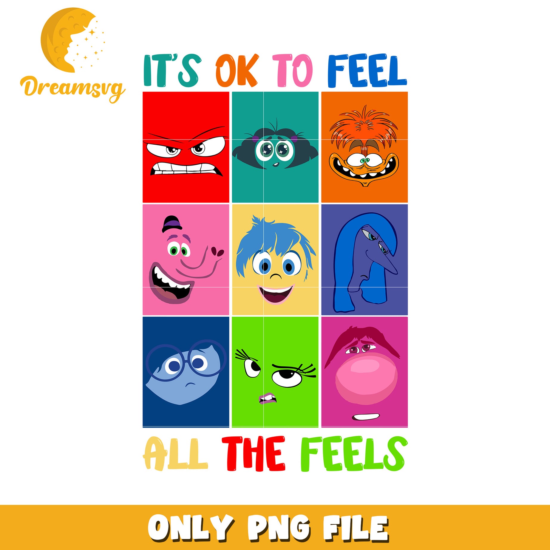 Emotional Faces Graphic PNG File for All Ages Fun