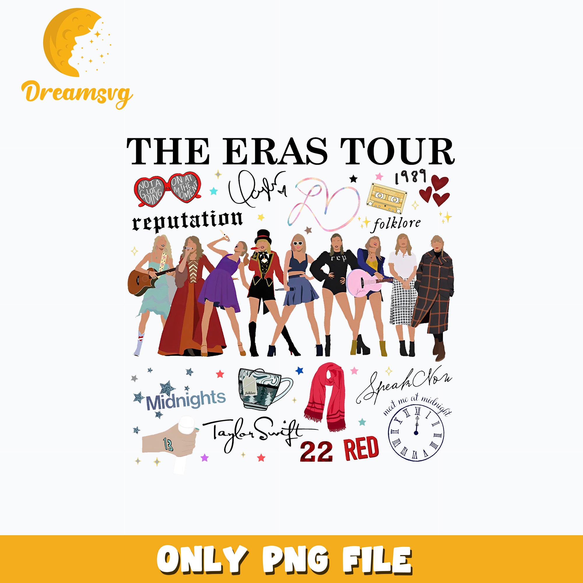Eras tour albums png, the eras tour 2023 png, eras list song png