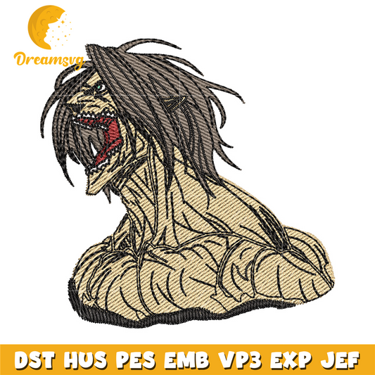 Eren titan form embroidery design