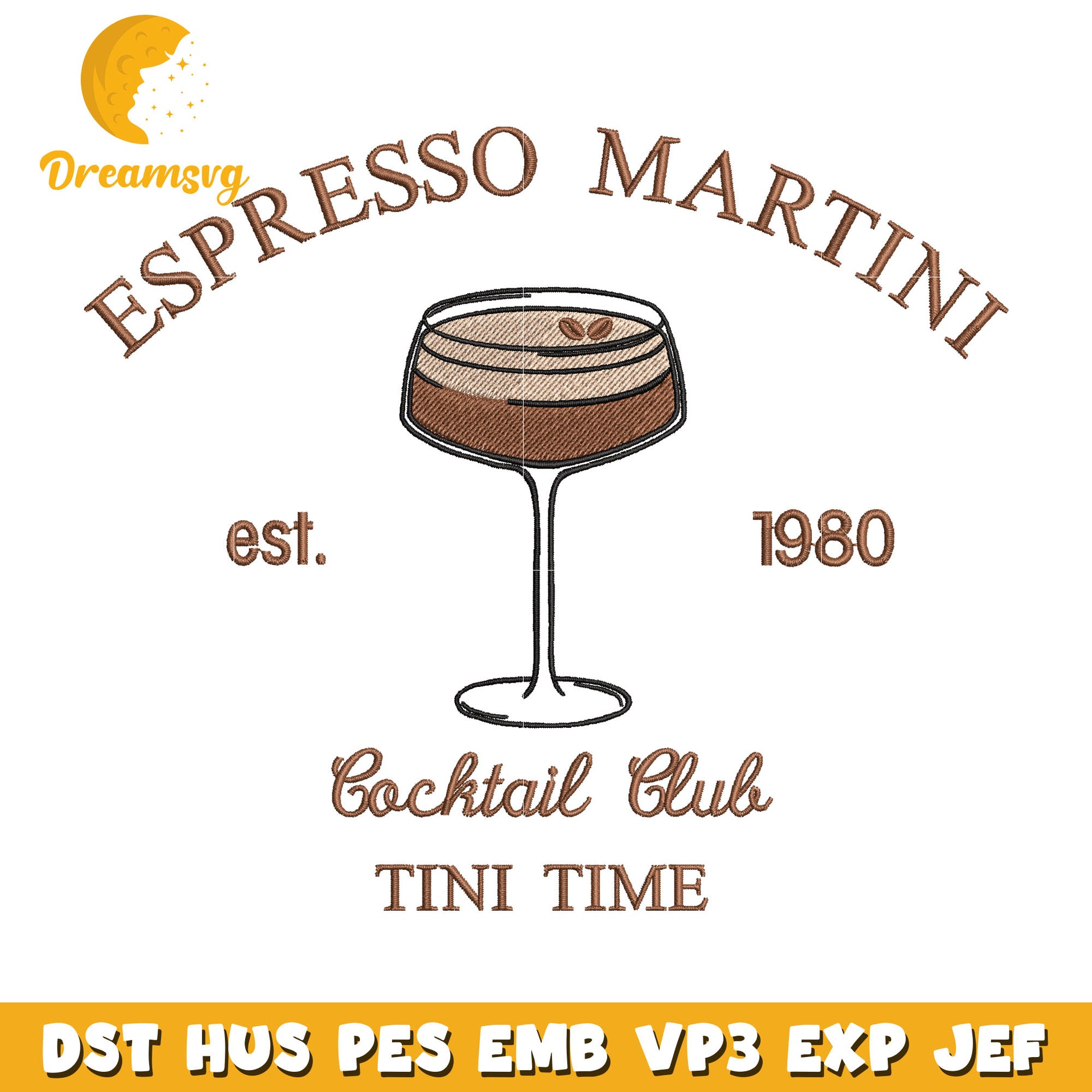 Espresso martini est 1980 embroidery design