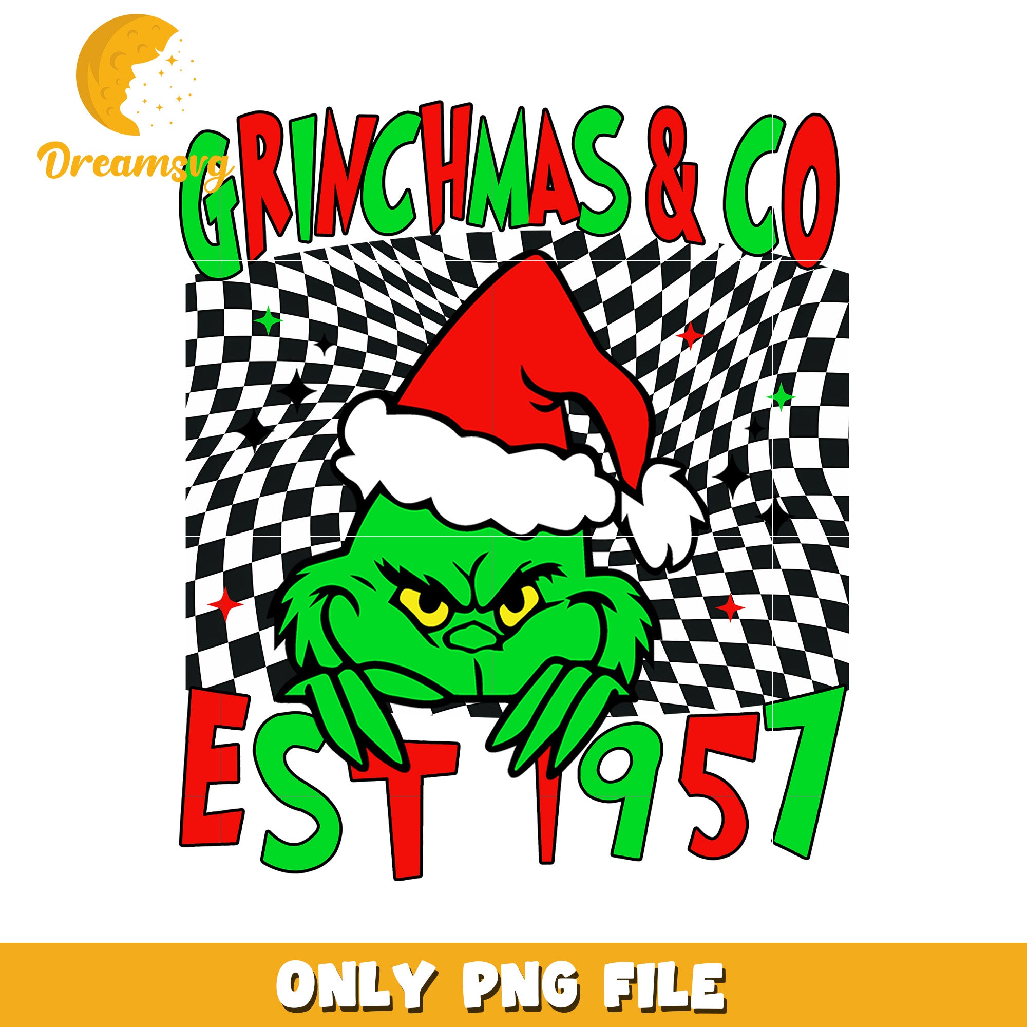 Est 1957 grinchmas and co png, white christmas png, grinch face png