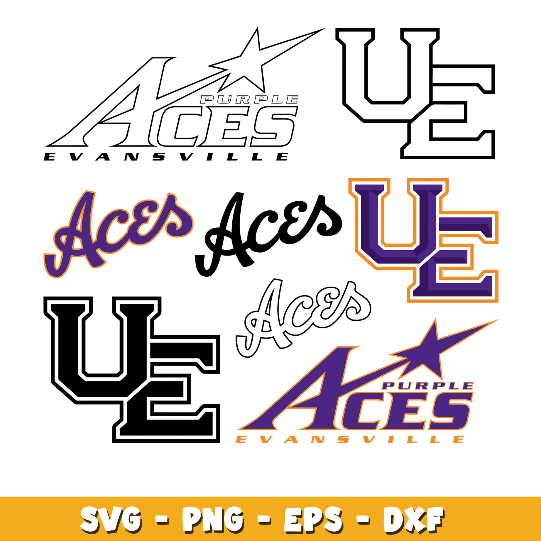 Evansville Purple Aces Bundle svg, Evansville Purple Aces logo svg, ncaa svg 