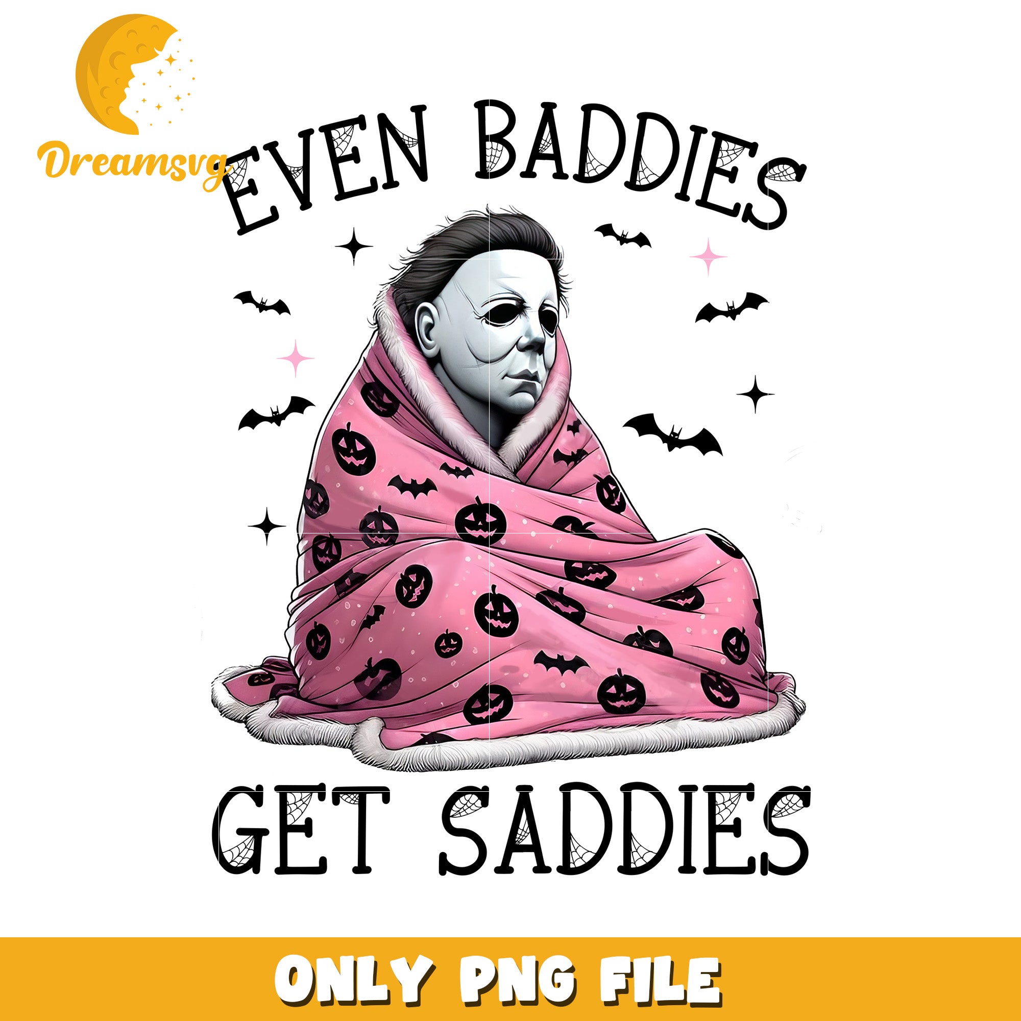 Even baddies get saddies design png, halloween wallpaper png, happy halloween png