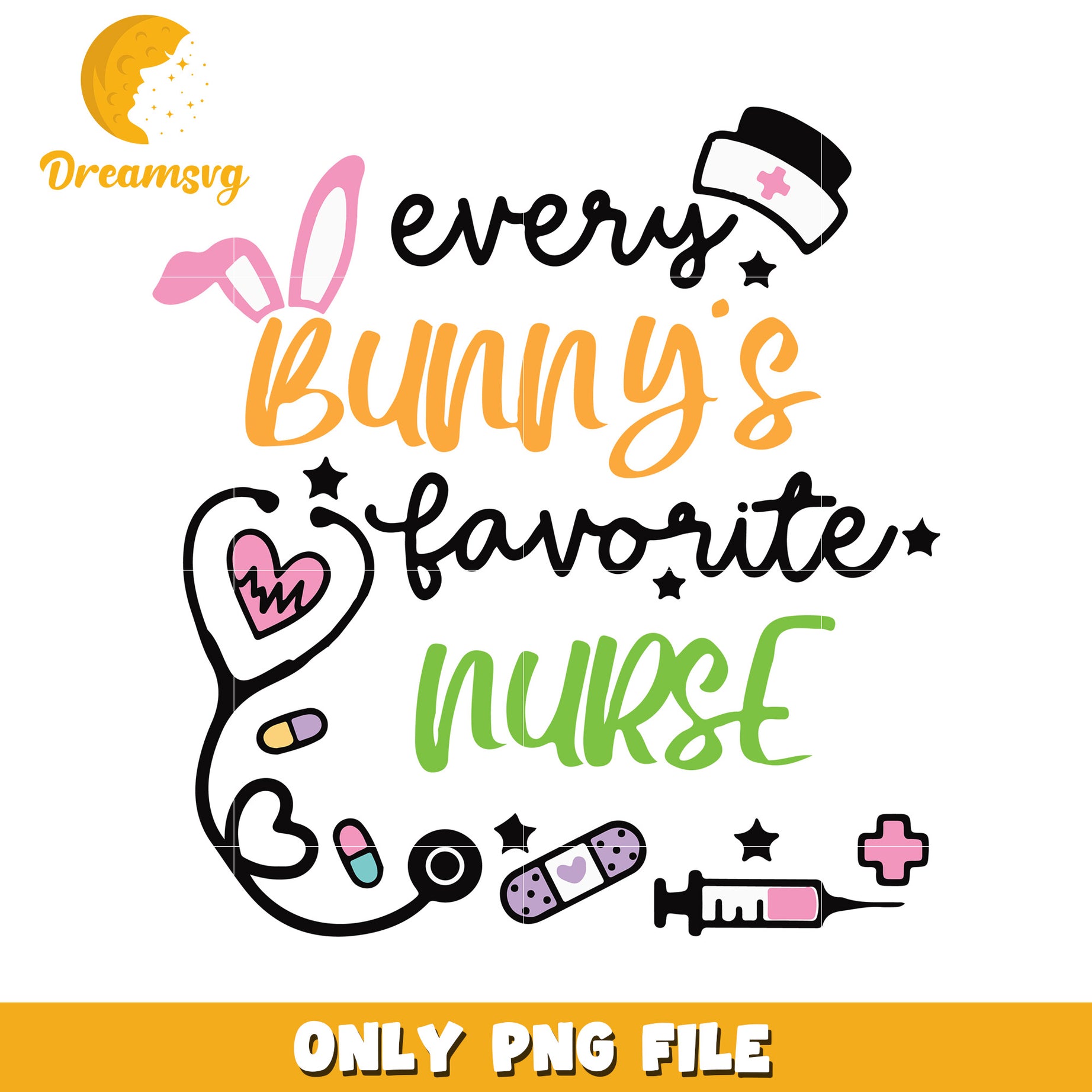 Every bunny's favorite nurse font design png, easter day png