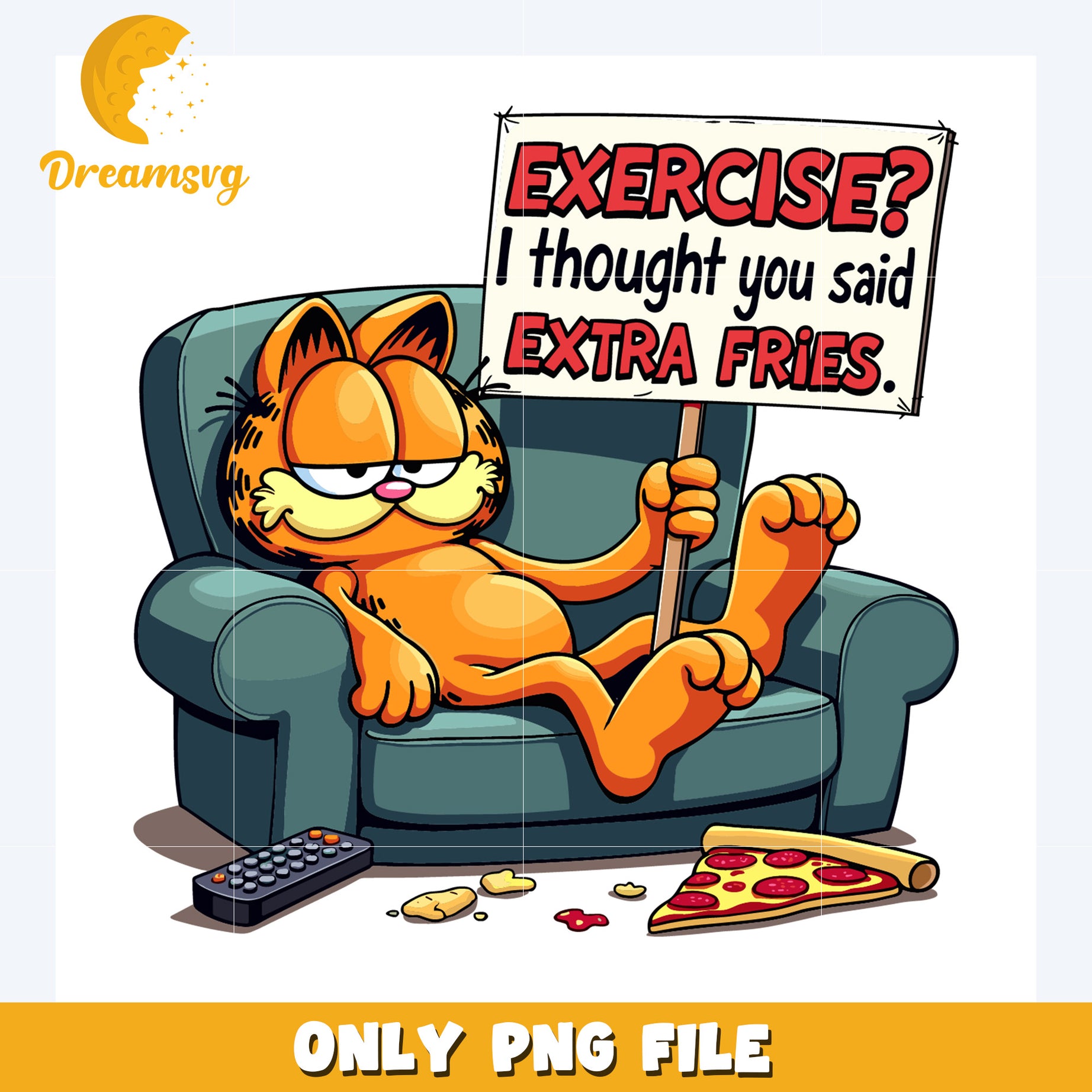 Exercise i thought you said extra fries png, disneyy movies png, garfield cat png