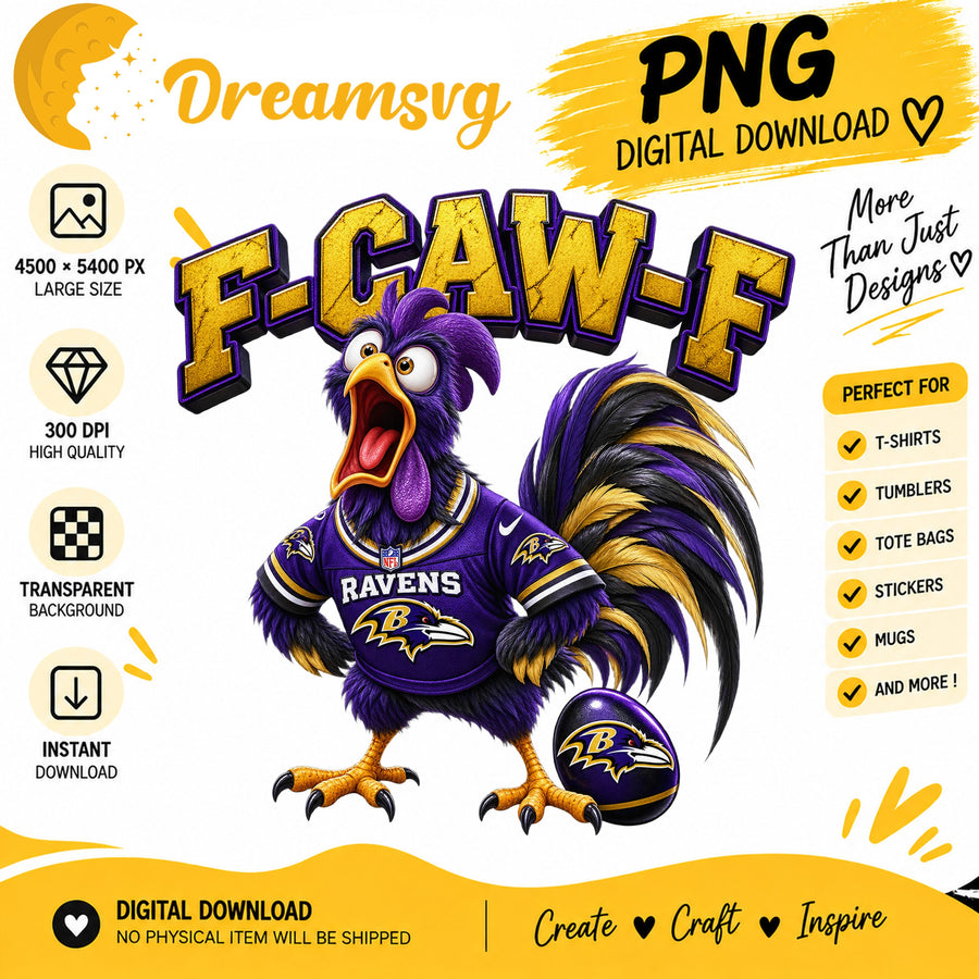 F-Caw-F Baltimore Ravens Funny Rooster Football PNG