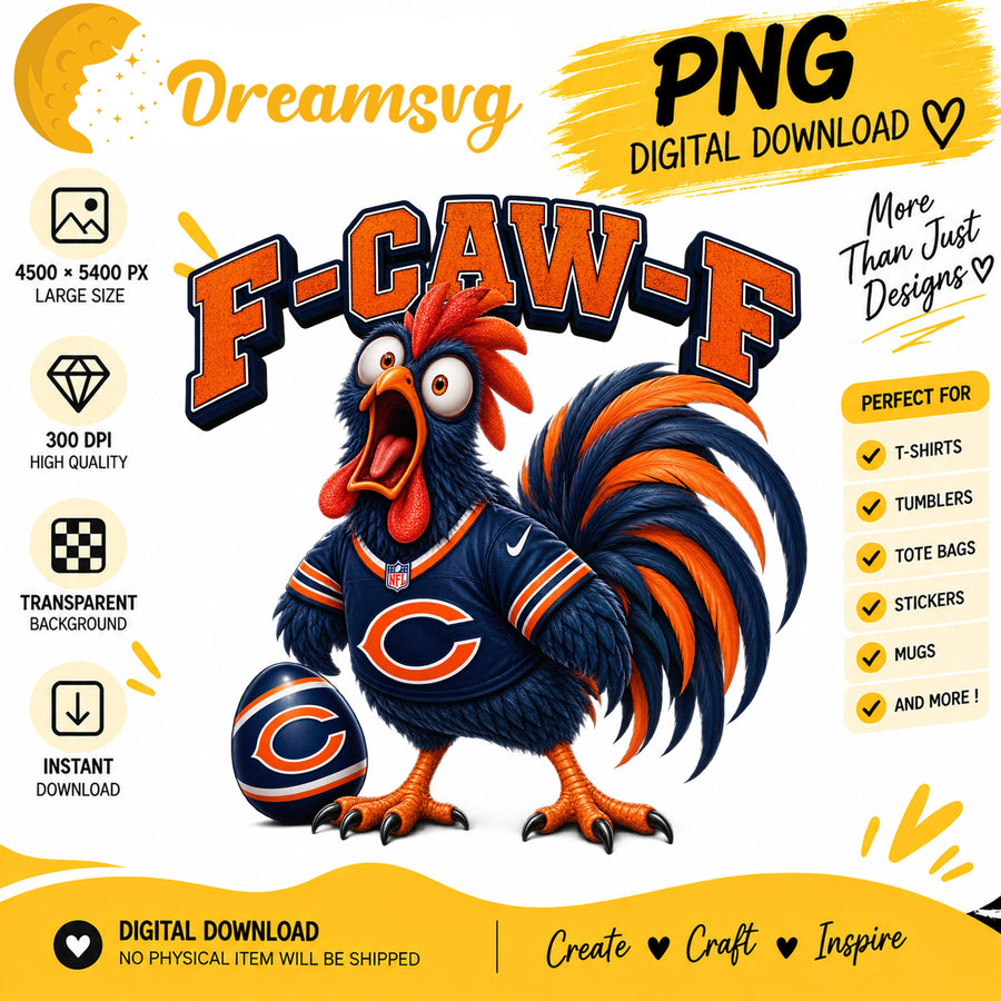 F-Caw-F Bears Funny Rooster Chicago Football Fan PNG