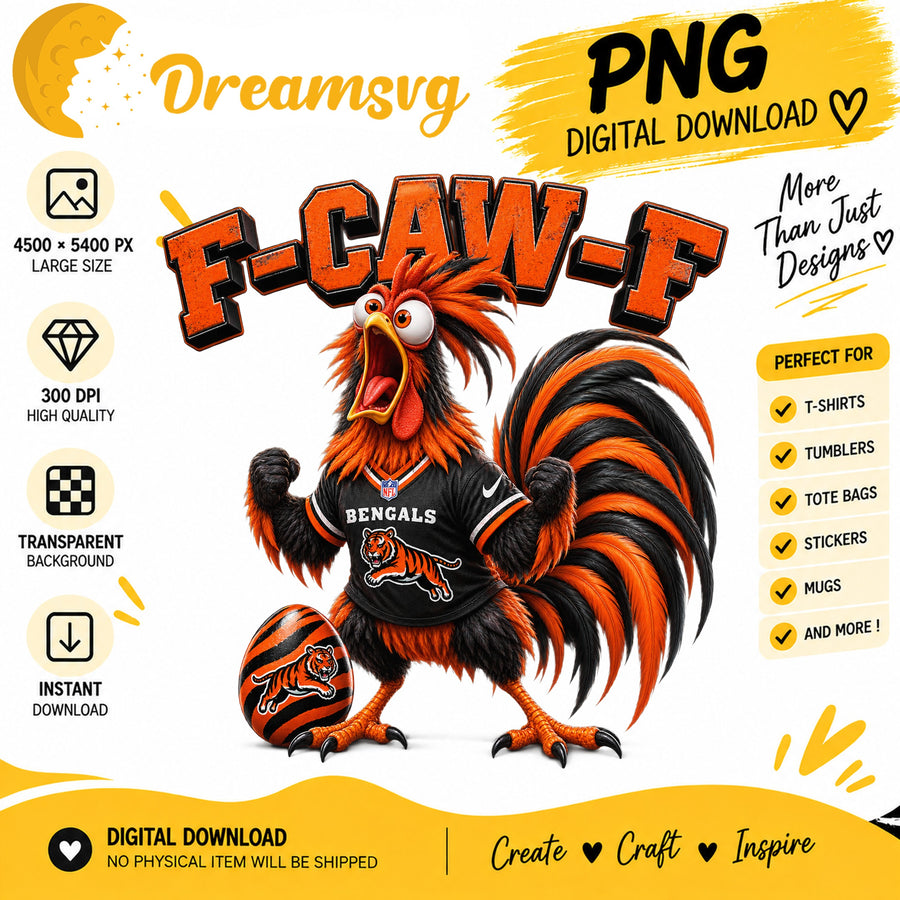 F-Caw-F Bengals Funny Rooster NFL Football Fan PNG