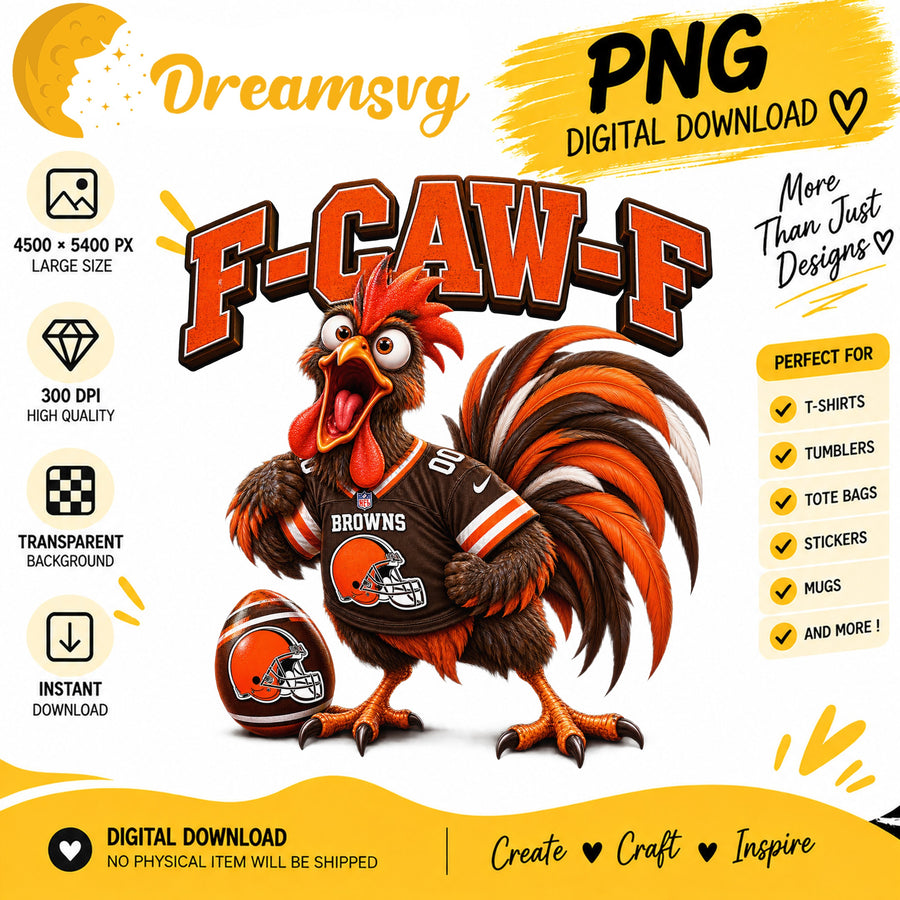 F-Caw-F Browns Funny Rooster Football Fan PNG
