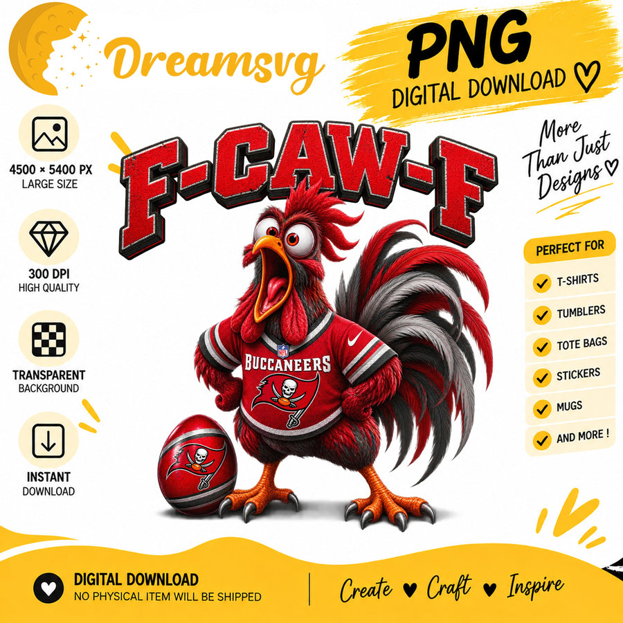 F-Caw-F Buccaneers Funny Rooster Tampa Football Fan PNG