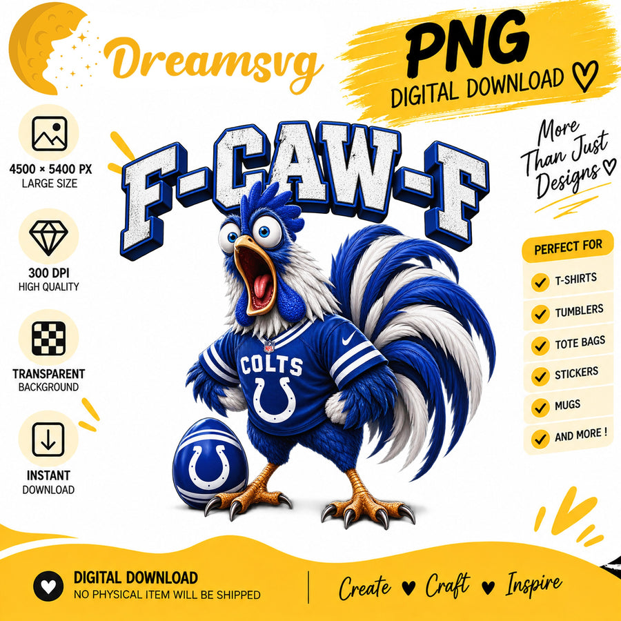 F-Caw-F Colts Funny Rooster NFL Football Fan PNG